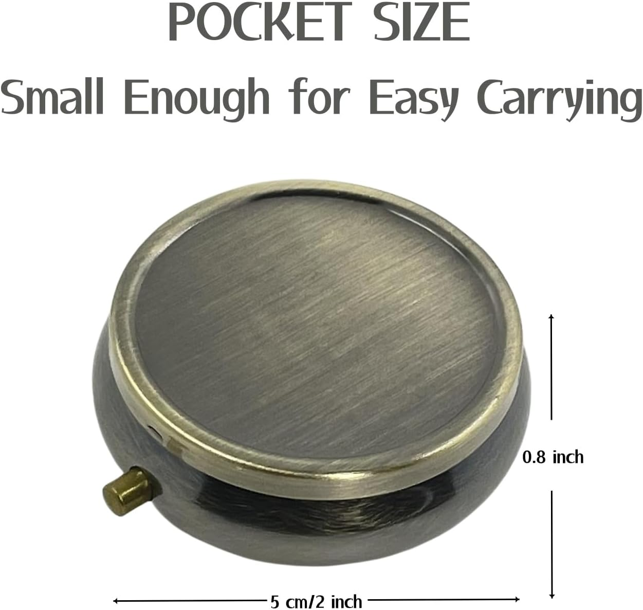 Small Pill Box, 3 Compartment Metal Pill Case, Pills Organizer Daily, Emergency Medicine Holder, Pills Storage Container with Mirror, Ideal for Purse, Travel, Outdoor, Gym, Bronze - Blue image number 5