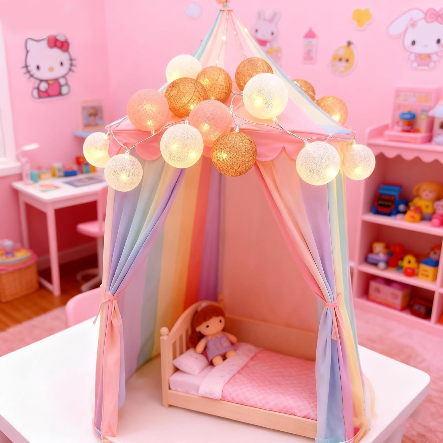 LED Fairy Lights Cotton Balls, 1.5 M 10 LED Fairy Lights, Indoor Balls, 3 Cm Fairy Lights for Children'S Room, Cotton Balls Fairy Lights for Children'S Room, Wedding, Christmas, Party Decoration