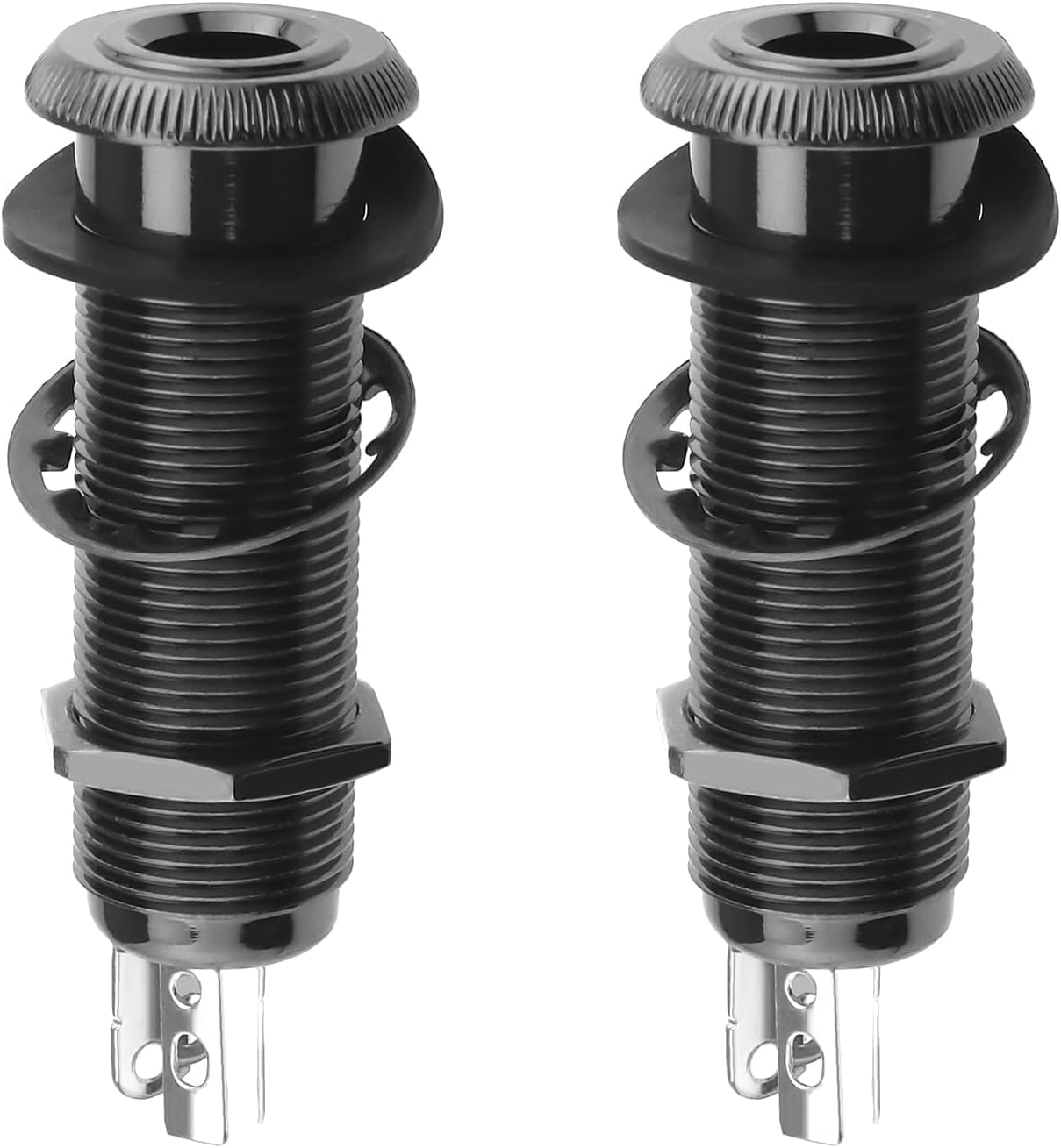 2 Pcs Black 1/4 Inch Stereo Barrel Jack Sockets, Input Output End Pin Socket for Electric Guitar Bass Instrument Accessories (Black) image number 4