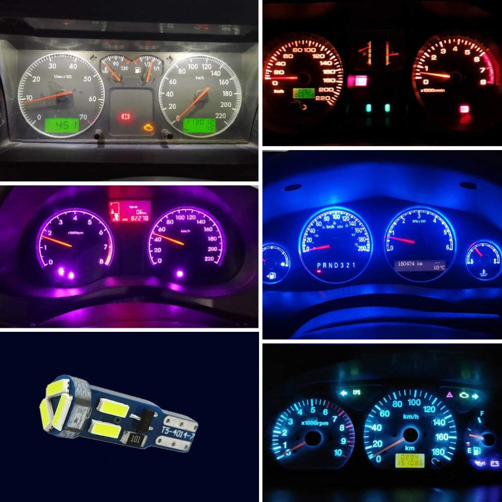 10X T5 LED Bulbs Wedge 74 70 37 17 2721 PC74 PC37 LED Lamps for Car Interior Gauge Cluster Dashboard Instrument Panel Indicators (Ice Blue)