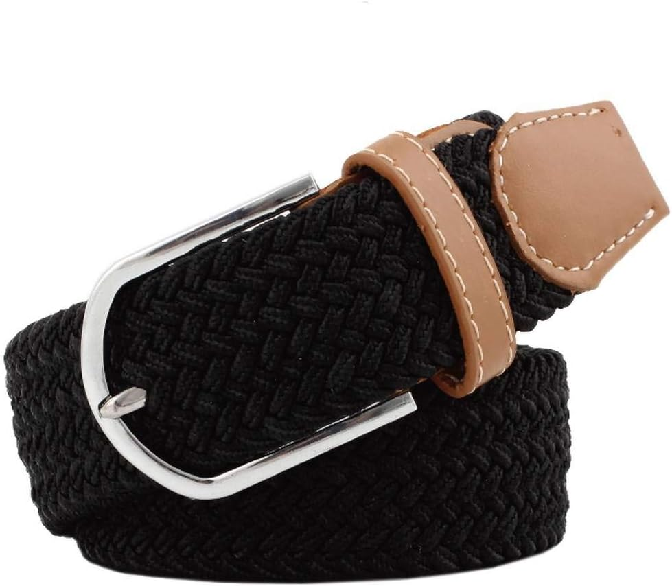 Bigood Womens Stretch Canvas Elastic Woven Braided Belts Dress Belt image number 3