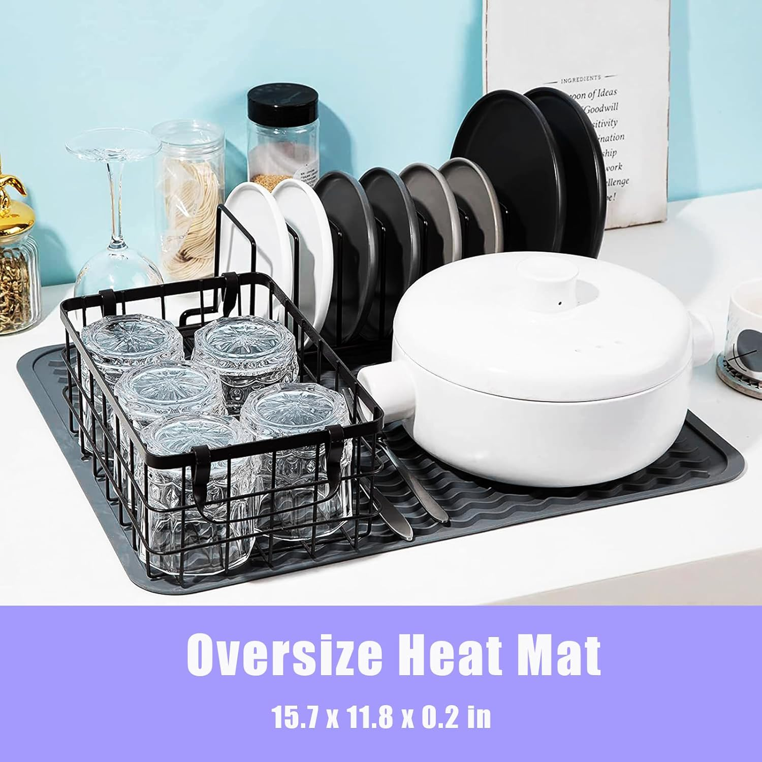 2 Pack Heat Mat for Curling Iron, Oversize Silicone Resistant Mat for Hair Tools, Hot Pad for Hair Straightener, Flat Irons and Hot Hair Styling Tools Home Travel Gym Salon (15.7" X 11.8") image number 1