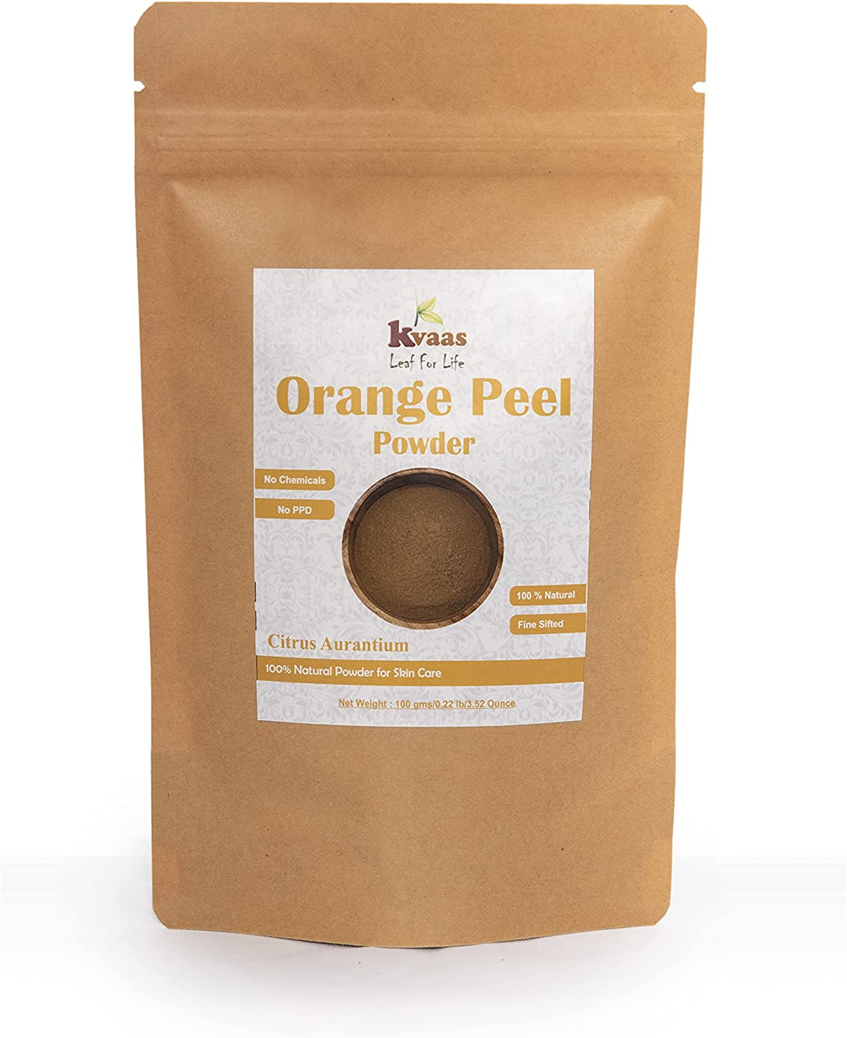 Orange Peel Powder | 3.53 Oz (100 G) | Citrus Aurantium | Natural & Pure Powder for Skin Care by KVAAS image number 1