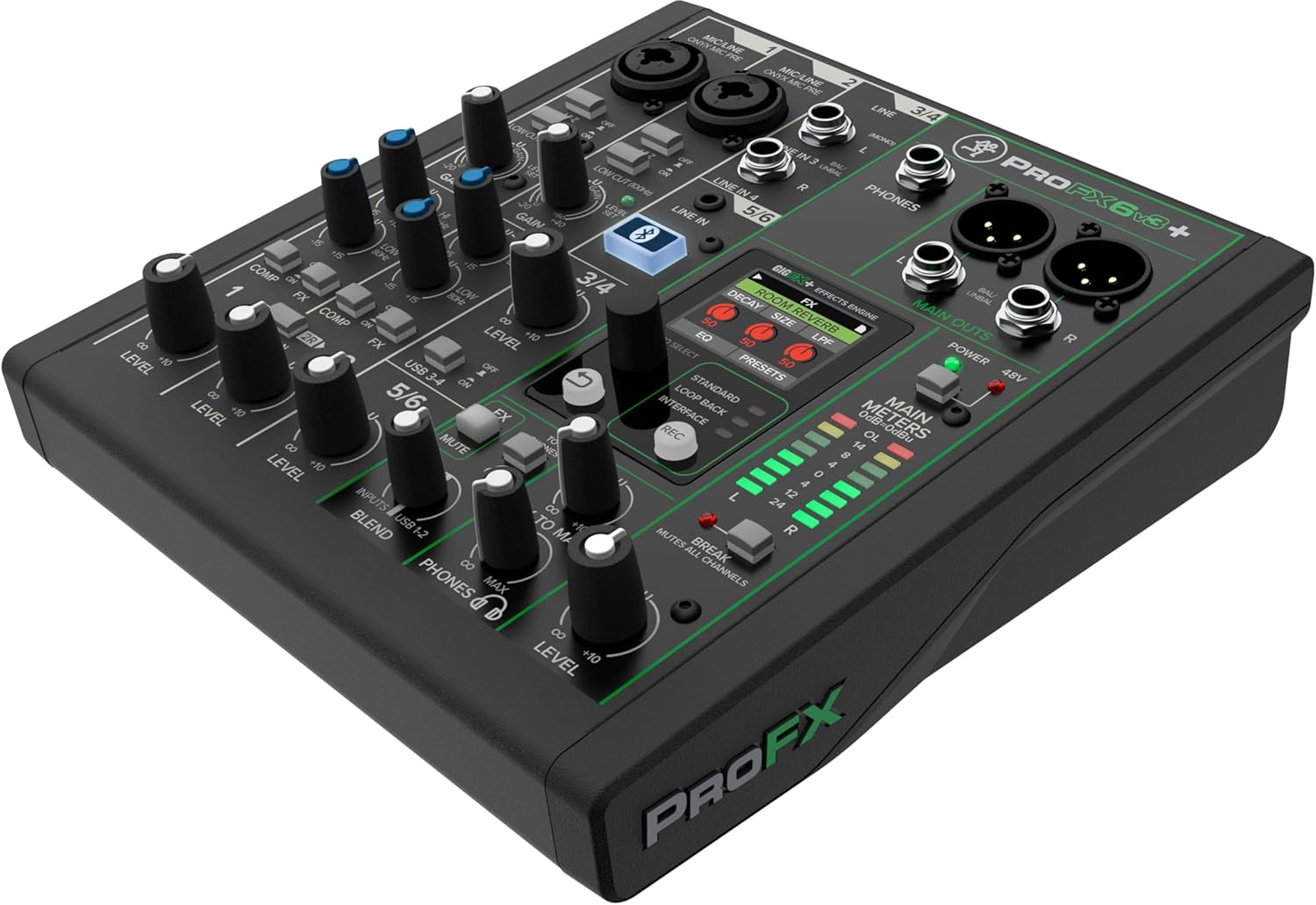 Mackie Profx6V3+ 6-Channel Analogue Mixer for Studio Quality Recording and Live Streaming with Improved FX, USB Recording Modes and Bluetooth&reg; Black image number 6