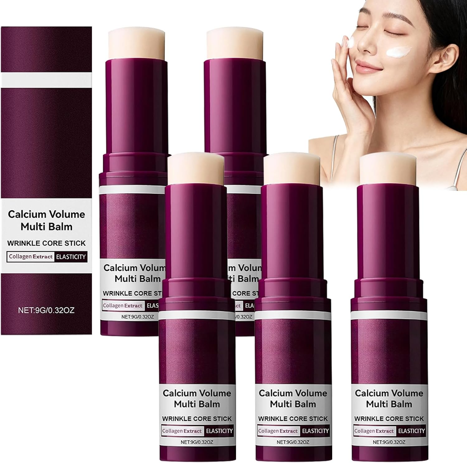 Calcium Multi Balm, Anti-Aging & Firming Korean Skincare Stick, Calcium Volume Multi Balm, for Hydrating & Firming Skin, Hydrating Anti-Wrinkle Serum Stick for Eyes, Face, and Neck (3Pcs)