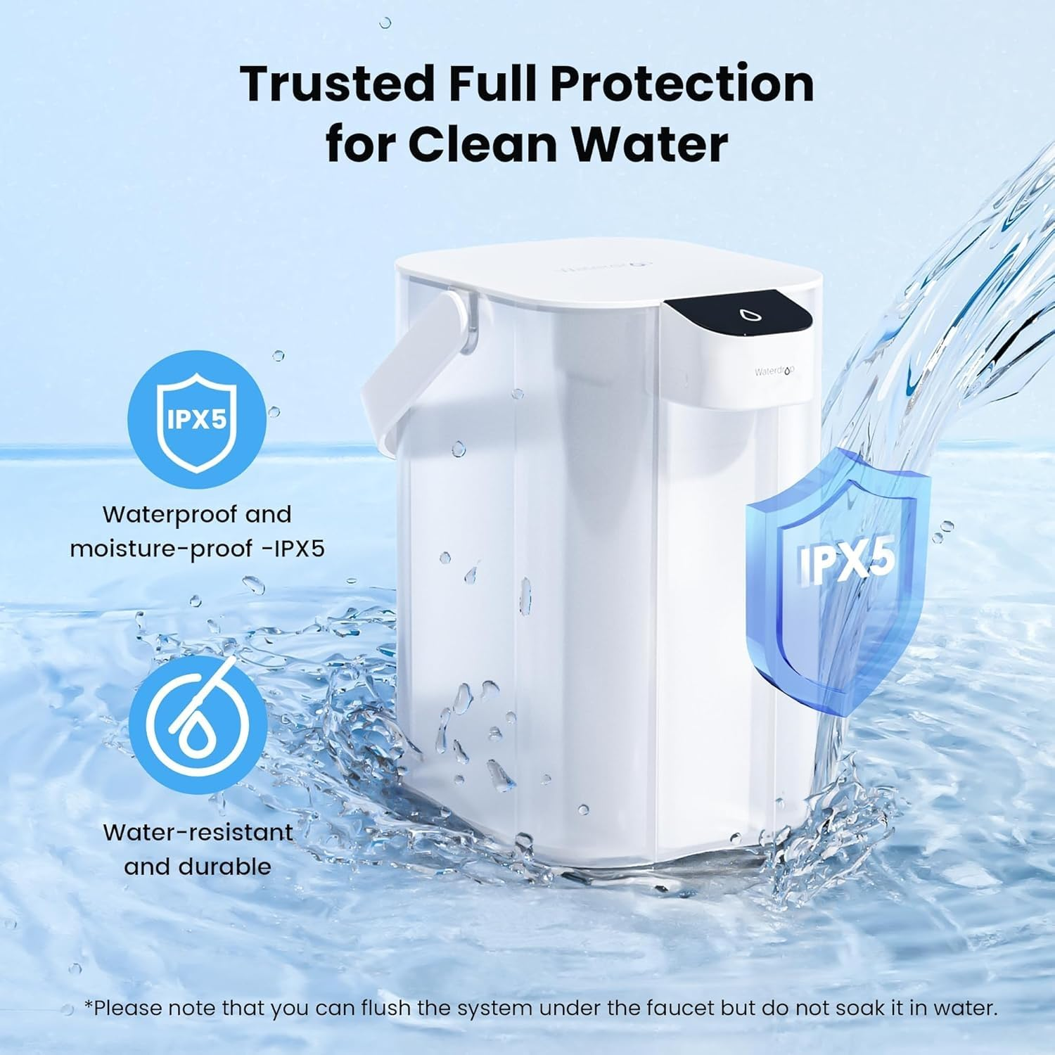 Waterdrop Water Filter Jug, Electric Rechargeable Water Purifier, 200-Gallon Countertop Water Dispenser, NSF/ANSI 401&53&42&372, Reduce PFAS, Lead, Chlorine, 3.6L, White, with 1 Filter image number 1
