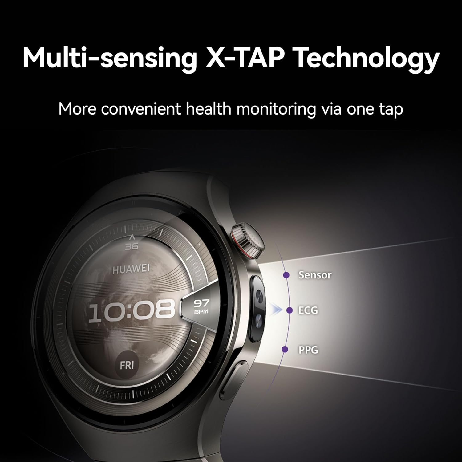 Huawei Watch 5, 42Mm Smartwatch, Multi-Sensing X-TAP, Health MOT, Real-Time Fingertip Blood Oxygen, up to 7 Days Battery Life, Esim, 904L Stainless Steel, Ios & Android, Beige