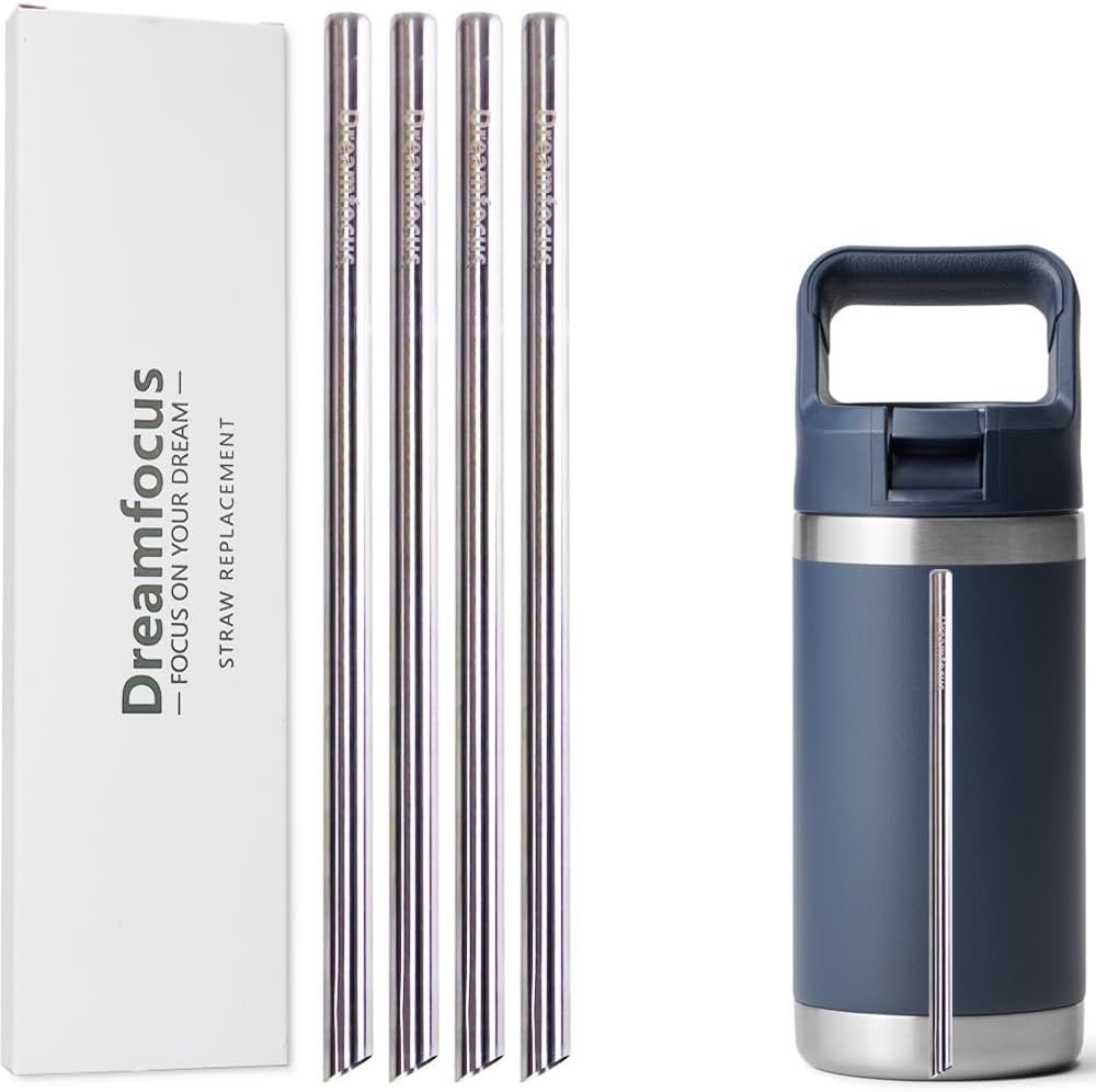 Dreamfocus Metal Straw Replacement Stainless Steel for YETI Rambler Straw Bottle 18 Oz 4 Pack image number 1