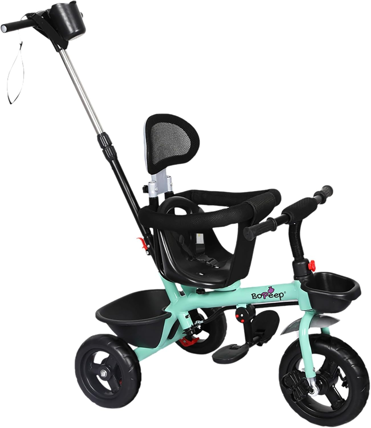 Bopeep Kids Tricycle Ride on Toy Trike Toddler Balance Bike Car Prams Stroller Walker Children Gift Adjustable Handlebar (Green) image number 4