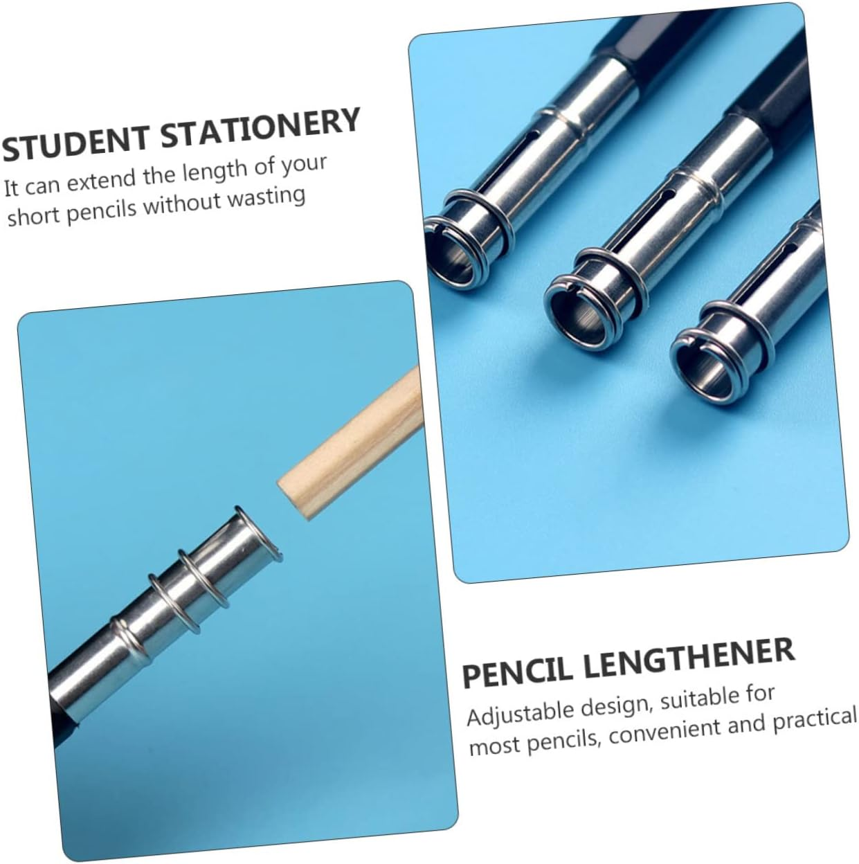 STOBOK 13Pcs Pencil Extender Baseboard Artist Pencil Holder Extender Floor Vents Pen Sleeve Extender Handy Crayon Extender Handy Pencil Holder Aluminum Alloy Double Head Art Supplies image number 5