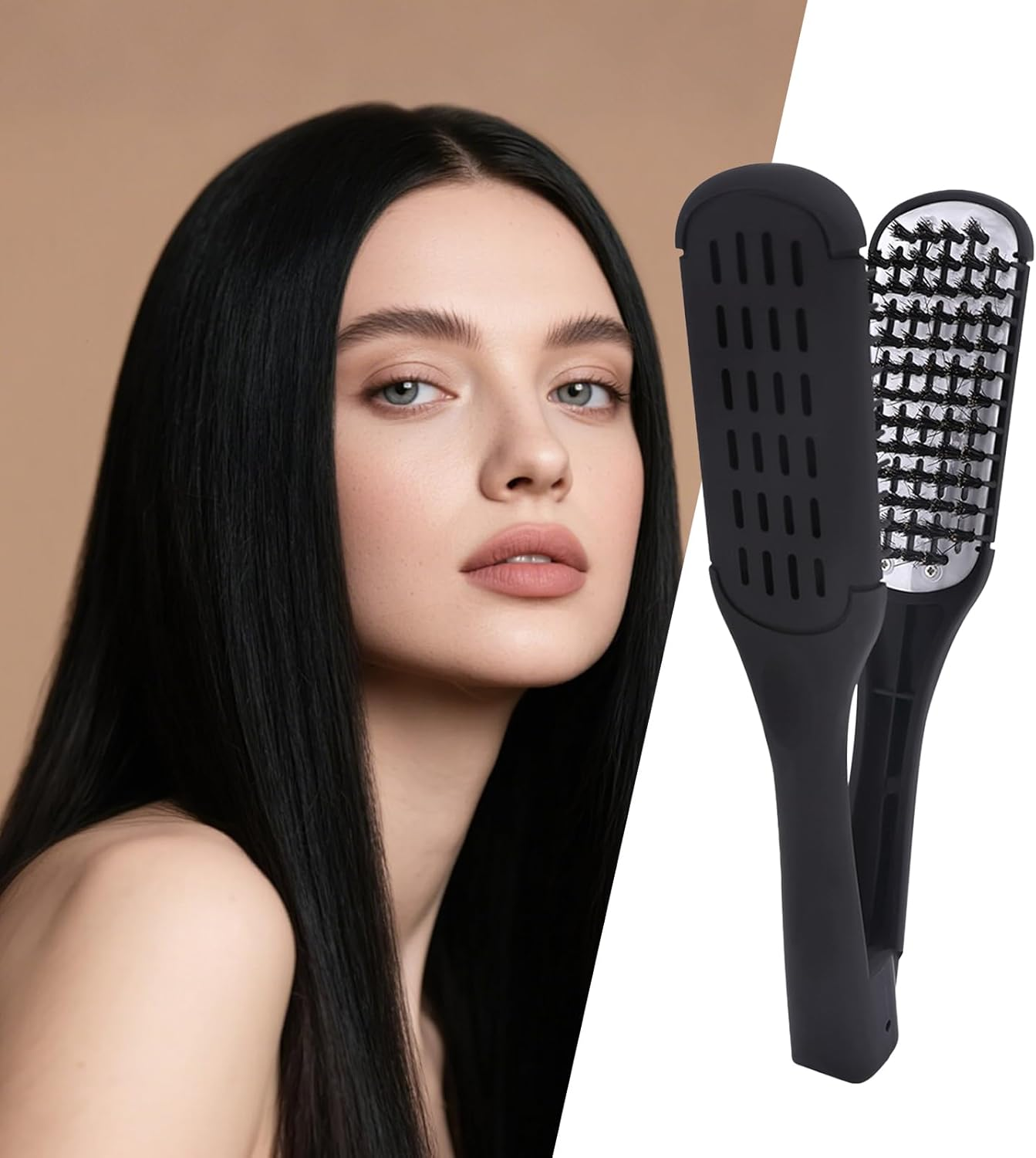Gvblkq Hair Straightener Comb,Double-Sided Straightening Comb for Hair - Comfortable to Hold Hairstyle Tool for Home Outdoor Traveling Business Trip image number 6