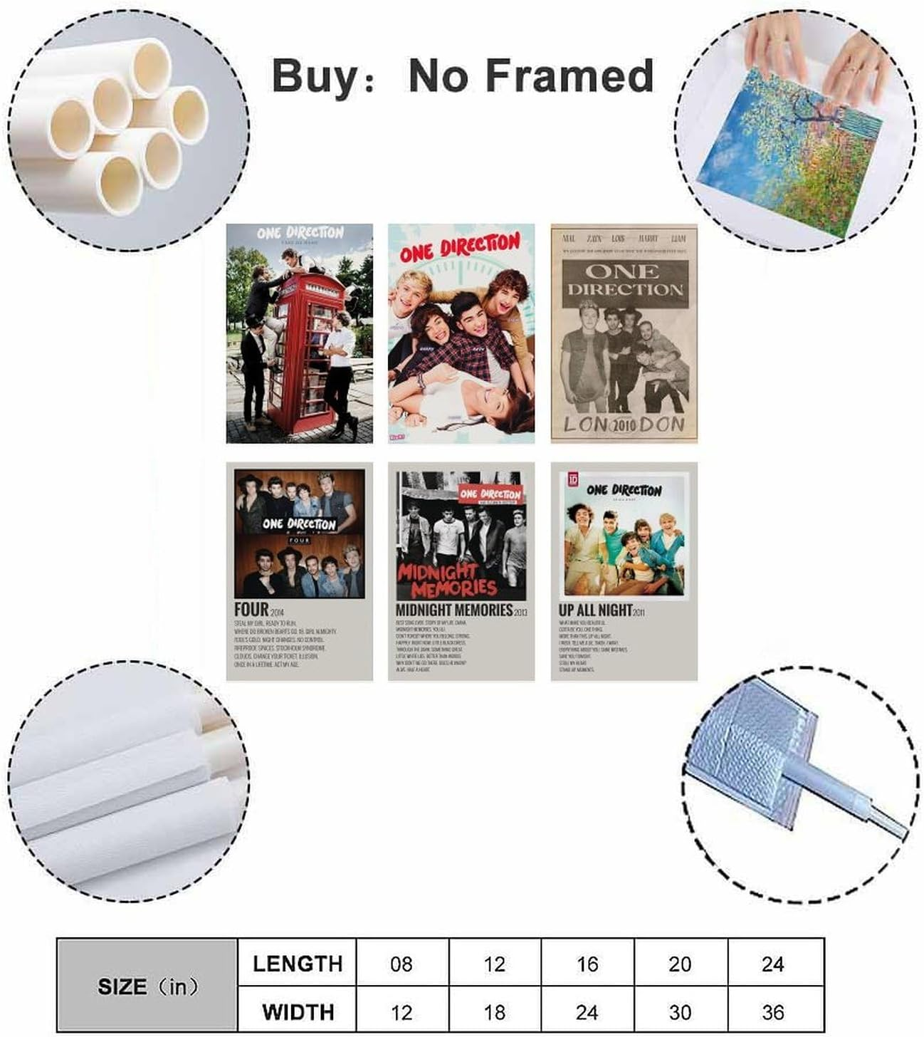 One Poster Direction Music Vintage Cover Poster a Set of 6 Canvas Posters Room Aesthetic Festival Family Bedroom Decor Wall Art Home08X12Inch(20X30Cm) Style image number 5