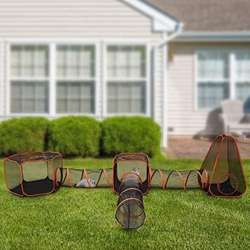 6 in 1 Large Space Cat Fence,Cat Tent with Cat Tunnel for Indoor and Outdoor,Portable Cat Playpen Play Tents Foldable Playhouse for Cats Rabbits Ferrets and Small Animals image number 4