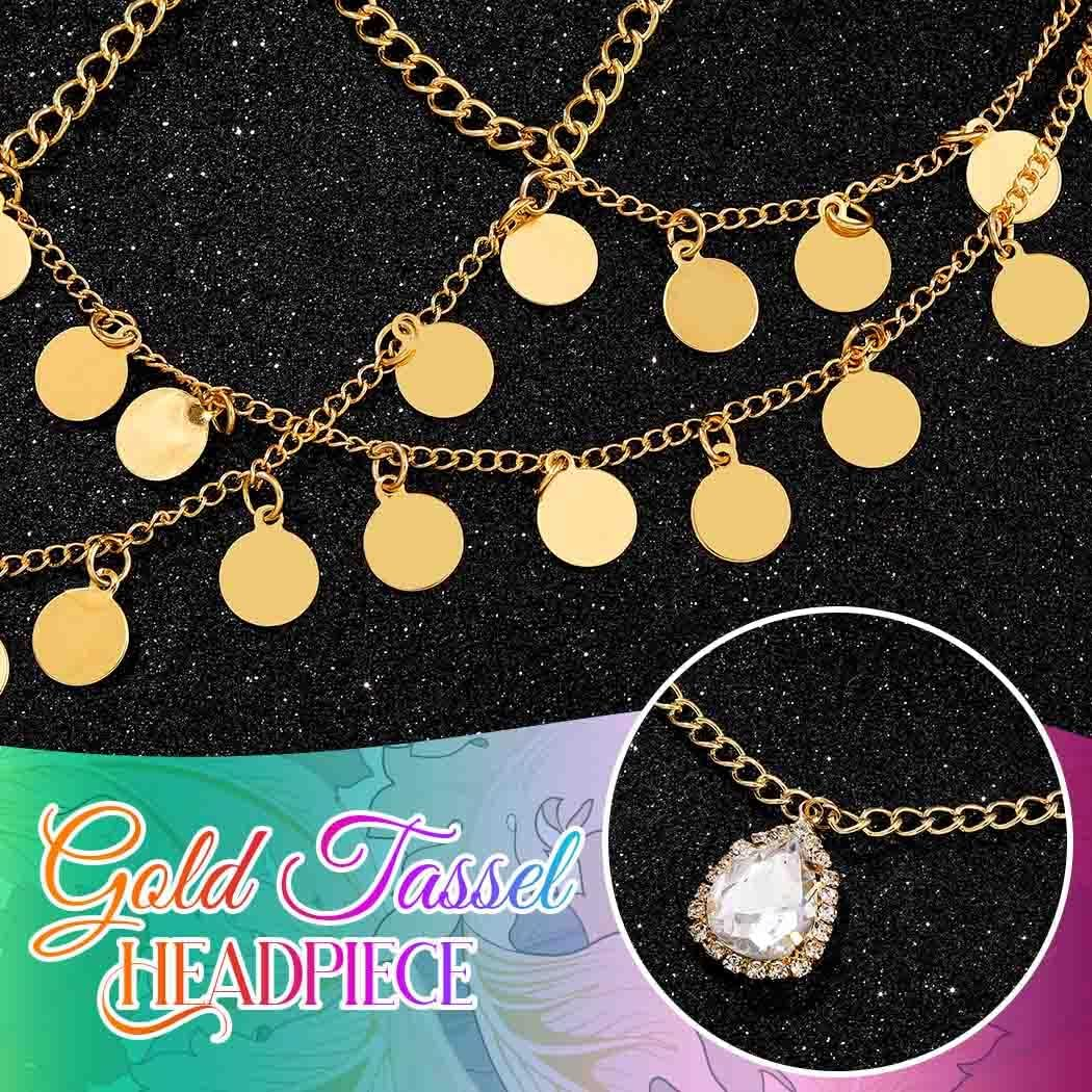 Fashband Sequin Head Chain Gold Tassel Hair Chain Bridal Headpiece Party Festival Hair Accessories for Women image number 4