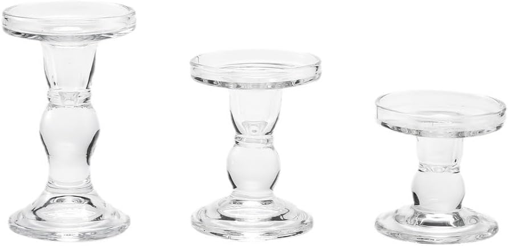 Candle Holder Glass Pillar Candle Stand, Clear Candlestick for Home, Wedding, Party Decoration (6, Clear)