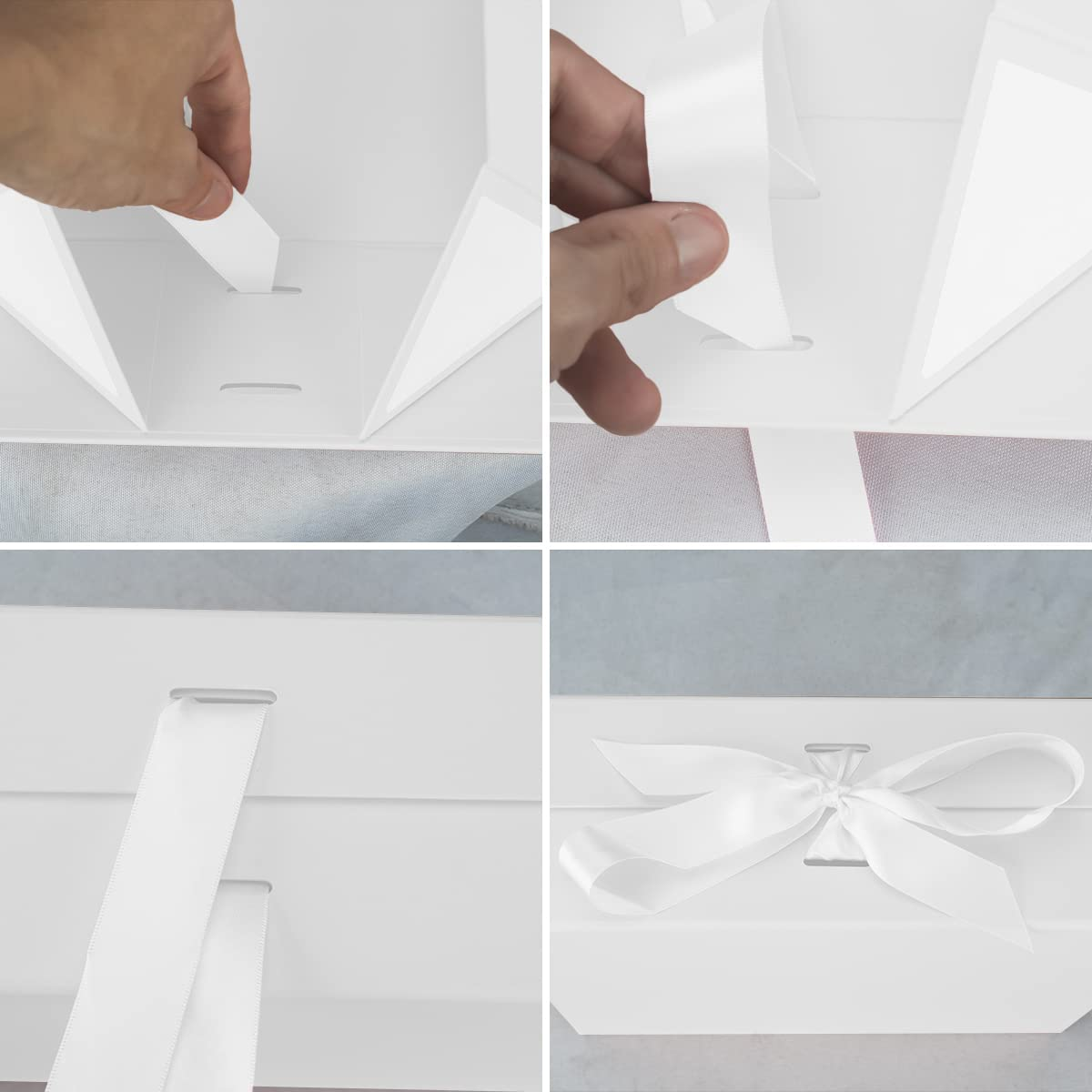 5Pcs Elegant White Box for Gift, Bride Gift Box, Magnetic Gift Box with Ribbon, Gift Boxes for Presents, Baby Gift Box, White Bridesmaid Boxes, Paper Mache Boxes (White, 25X22X9, 5PCS)