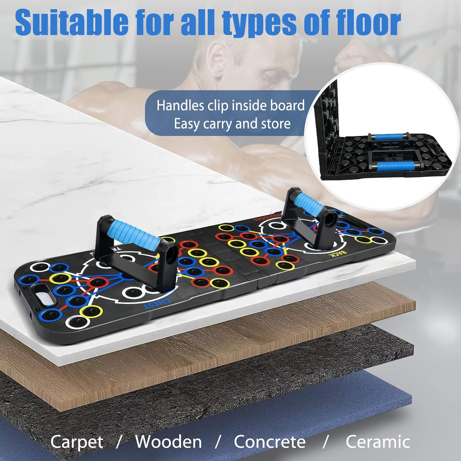 Push up Board- Multi-Function Foldable Push up Bar-Push up Stands Exercise Workout Fitness Equipment for Home Gym image number 1