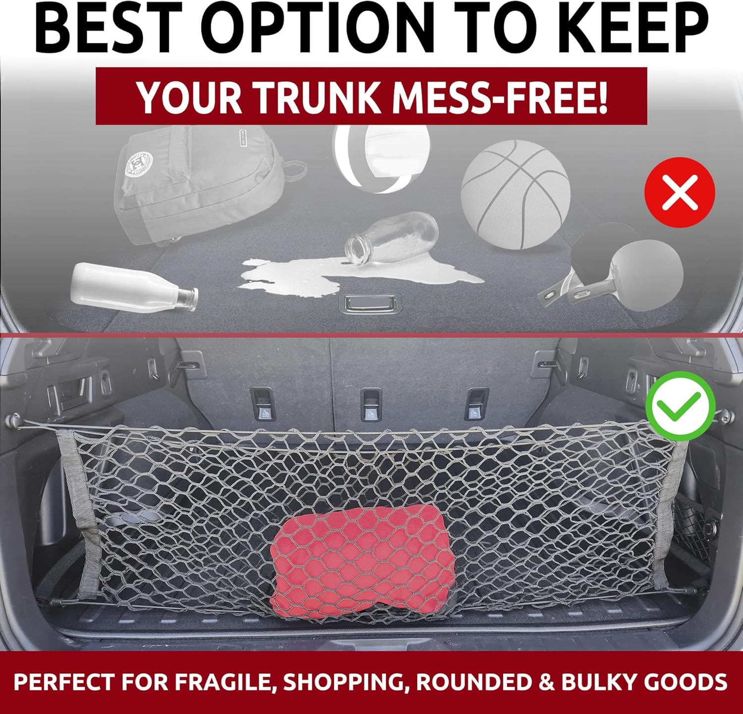 Envelope Style Trunk Mesh Cargo Net for Subaru Outback (BR/BM) - Premium Trunk Organizers and Storage - Luggage Net for Crossover- Best Car Organizer for Subaru Outback (BS) image number 6