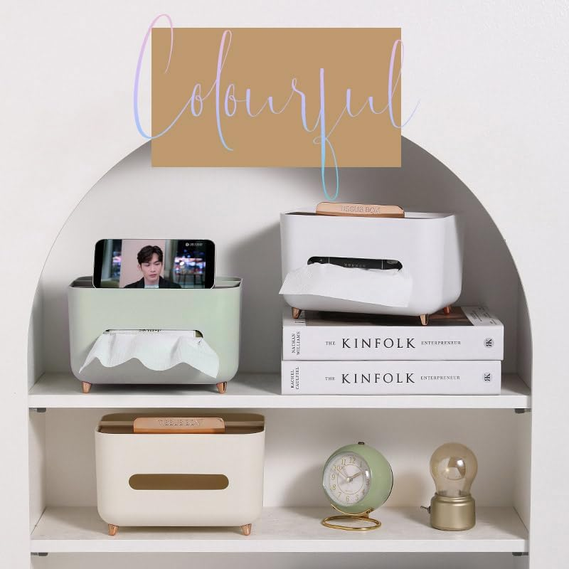AIMALL Multifunctional Desk Organizer Tissue Box, Stylish Nordic Design for Living Room, Coffee Table, and Remote Control Storage 8.27&times;5.91&times;5.12 Inch - Beige image number 7