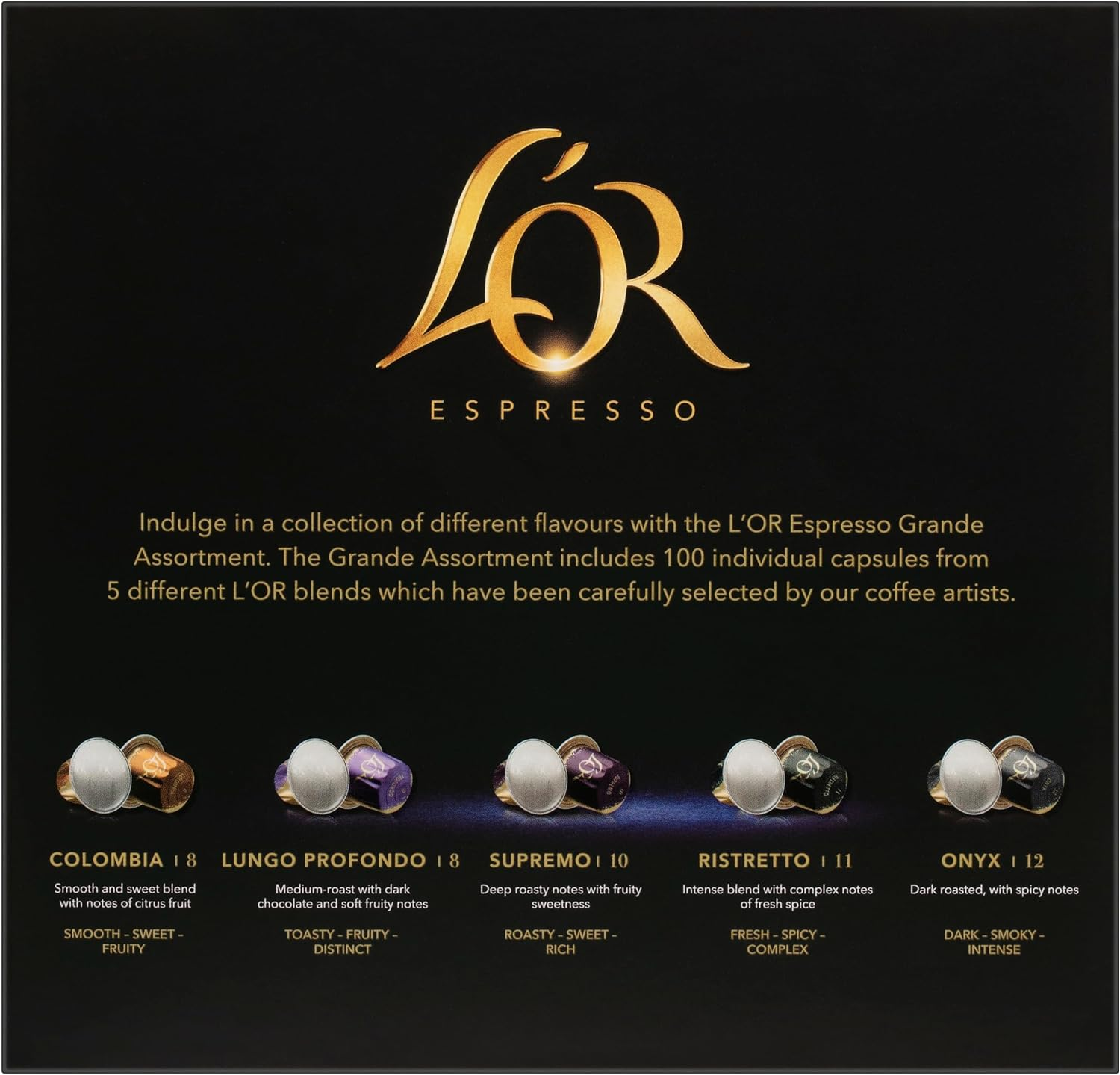 L&rsquo;OR Espresso Grande Assortment Pack 100 Aluminium Capsules Compatible with Nespresso Machines image number 5