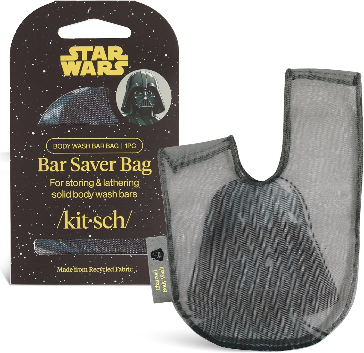 Kitsch X Star Wars Bar Soap Saver Bag &ndash; Recycled Mesh Beauty Bar Pouch for Body Wash, Conditioner & Shampoo Bars, Holder to Preserve Soap, Eco-Friendly, Patented Bag - Darth Vader image number 2