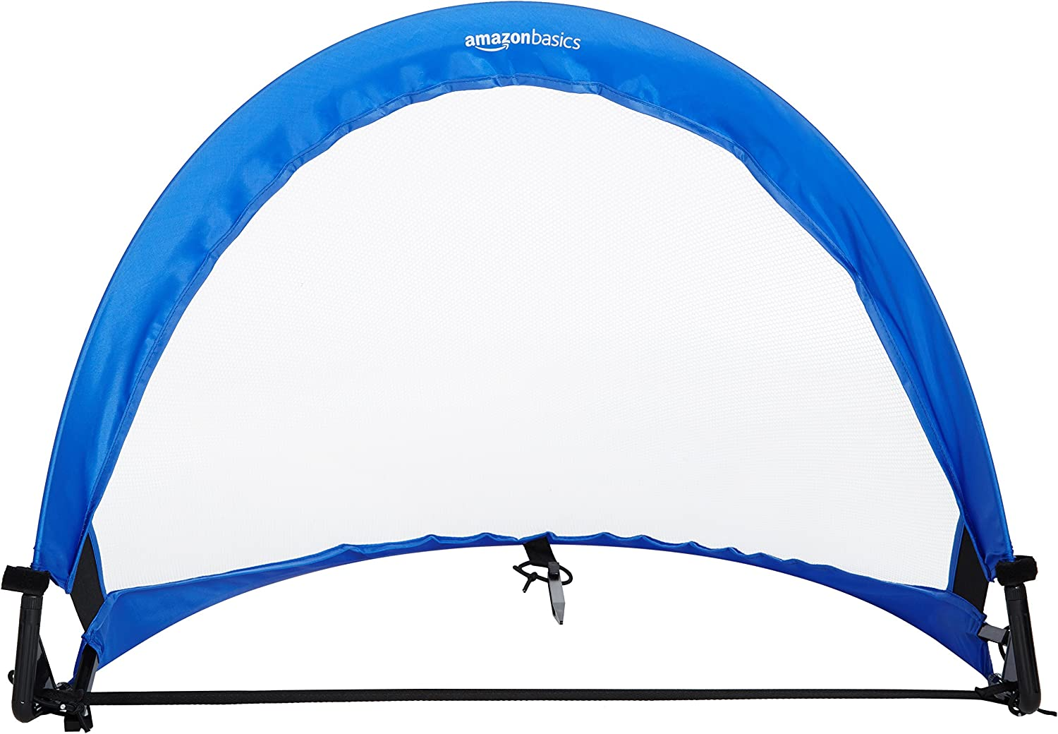 Amazon Basics Pop-Up Soccer Goal Net Set (2-Pack), 76Cm X 55Cm, Blue, with Carrying Case and Ground Stakes, Easy Assembly Kids Training Goals 3+ image number 1