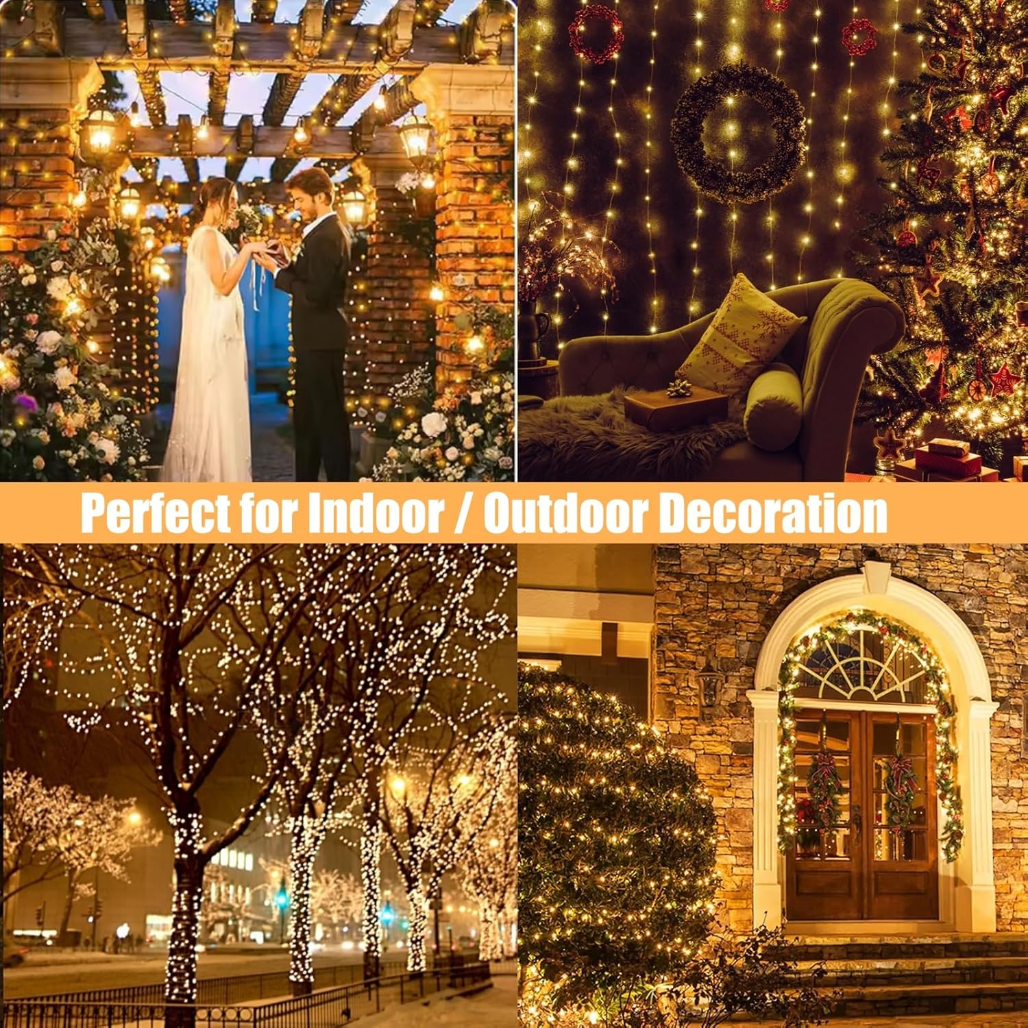 Christmas Lights, 30M 300Leds Outdoor Christmas String Lights Waterproof with 8 Modes for Xmas Tree/Party/Garden/Wedding Indoor/Outdoor Garden Decorations (Warm Light) - Multi-Colors image number 3