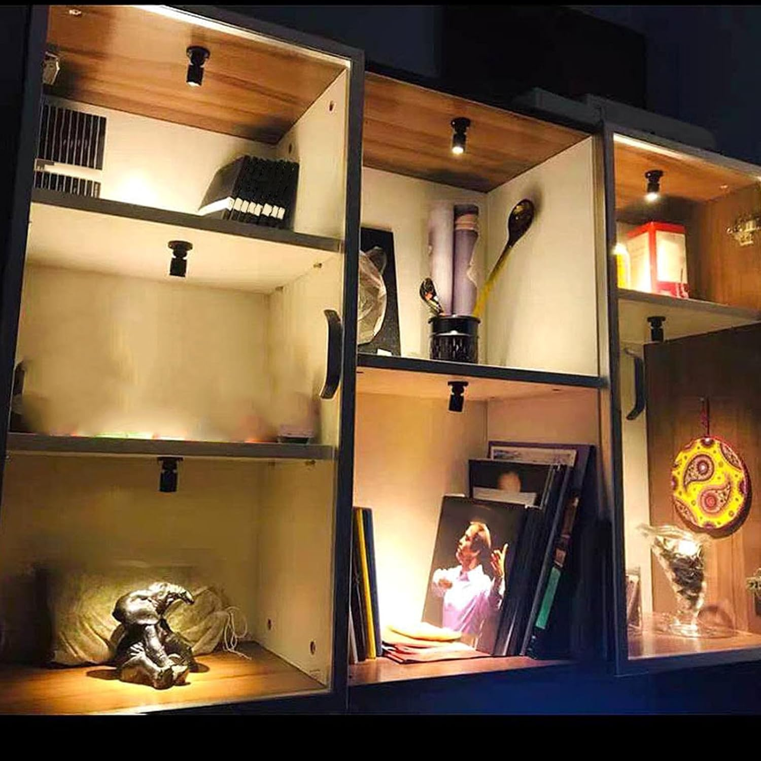 Mini LED Spot Lights, Adjustable Angle Long Cord 1 to 3 Mini Spotlight Fixture for Collection (Warm Light)