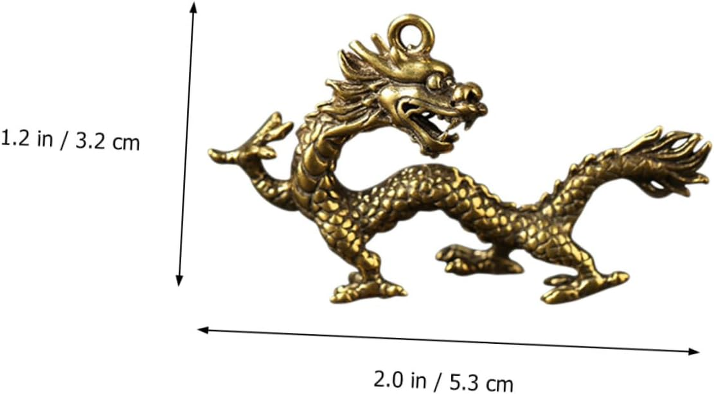 TEHAUX 2Pcs Brass Keychain Dragon Key Ring Pendant Car Key Hanging Adornment Creative Bag Hangings Chain Pendant image number 5