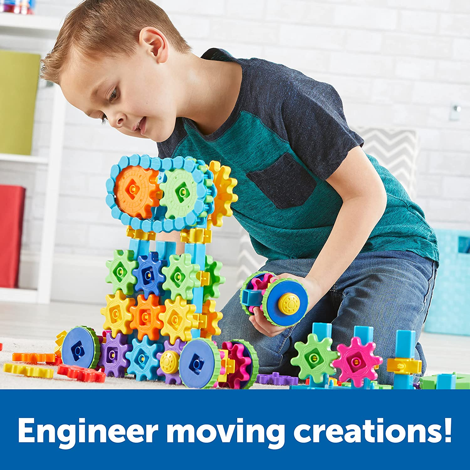 Learning Resources Gears! Gears! Gears! Mega Builds, STEM Building Set, Gears Toys for Kids, 235 Piece, Ages 4+, STEM Toys image number 1