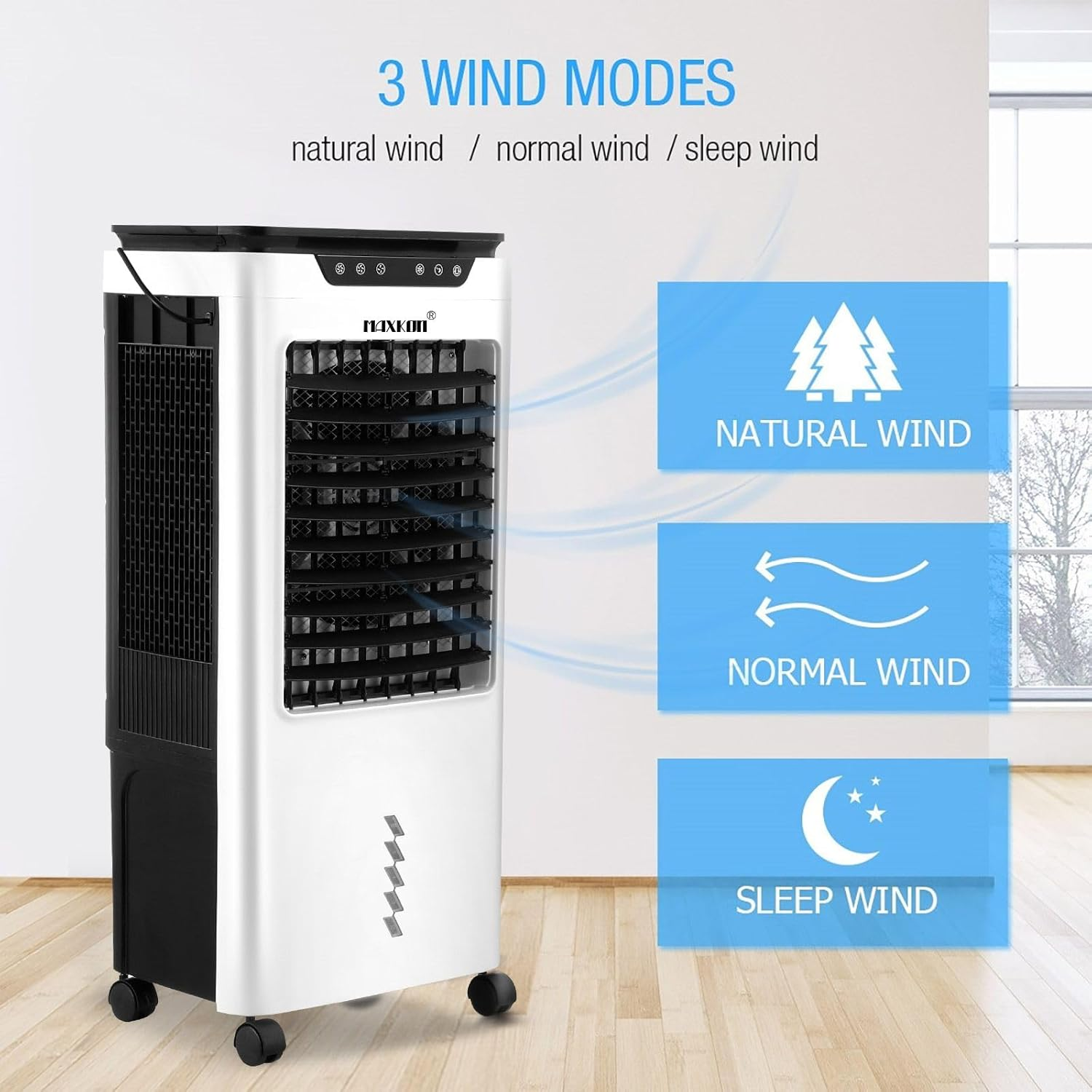 Maxkon 3 in 1 Evaporative Air Cooler Portable Cooling Fan Purifier Humidifier 36L Swamp Home Commercial Industrial Ionizer Conditioner image number 1