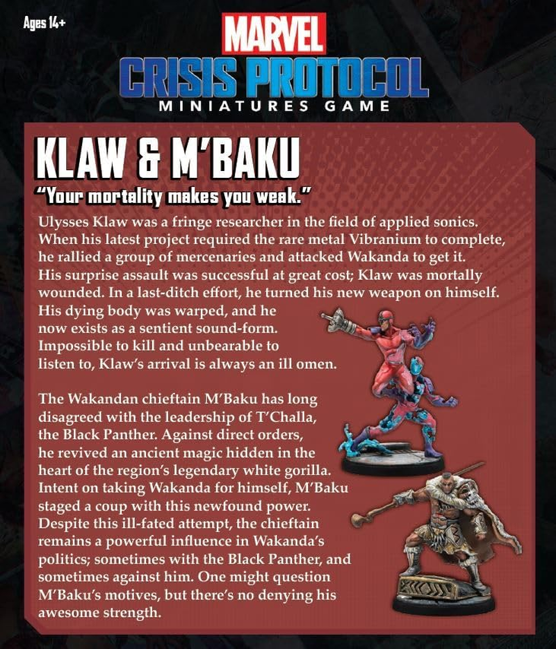 Atomic Mass Games Asmodee Marvel Crisis Protocol Klaw and M'Baku Miniatures Game image number 6