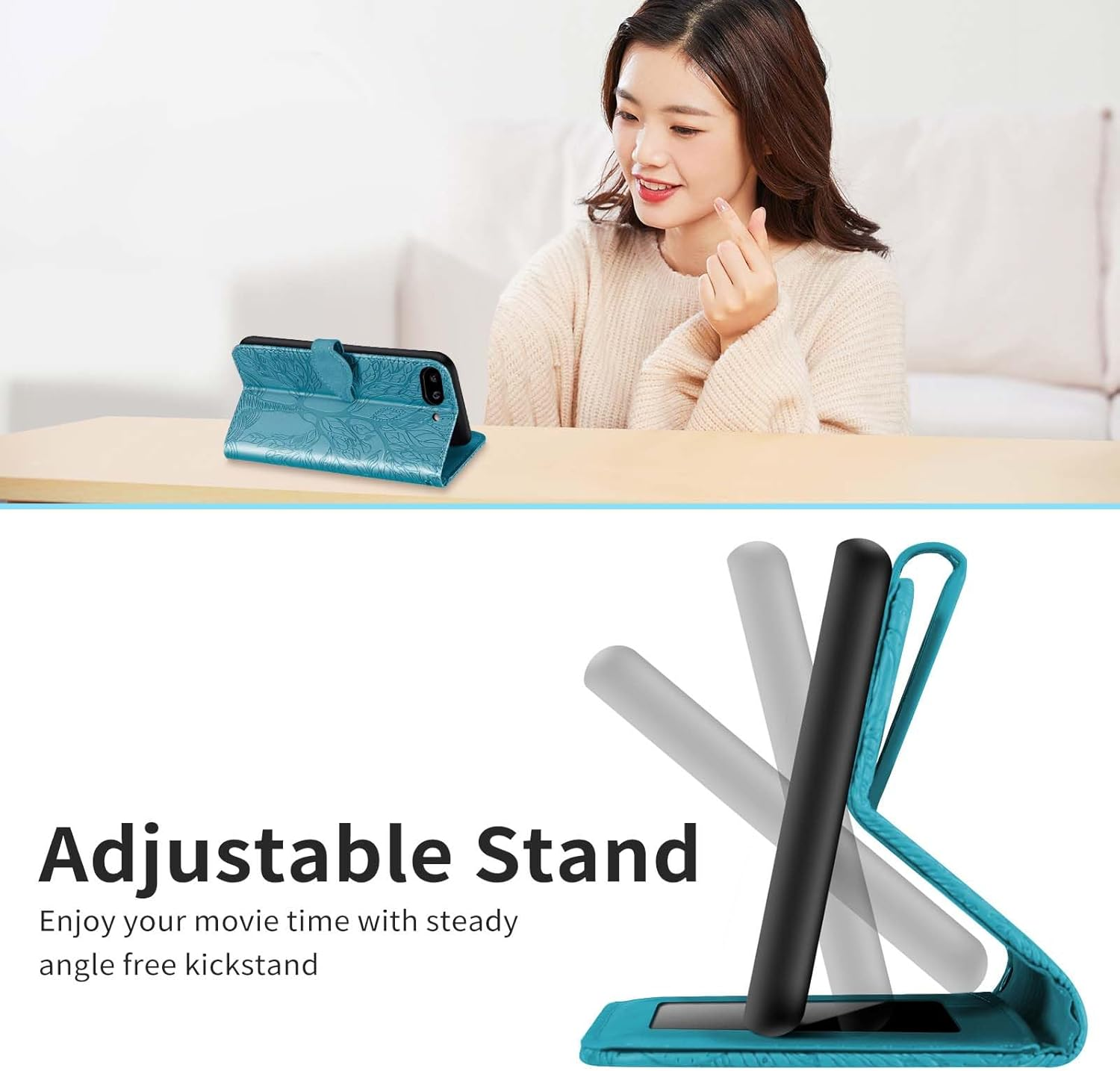 CXTCASE for Google Pixel 9A Case PU Leather Folio Flip Cover with Card Slots, Magnetic Wallet Phone Case for Google Pixel 9A - Blue image number 6