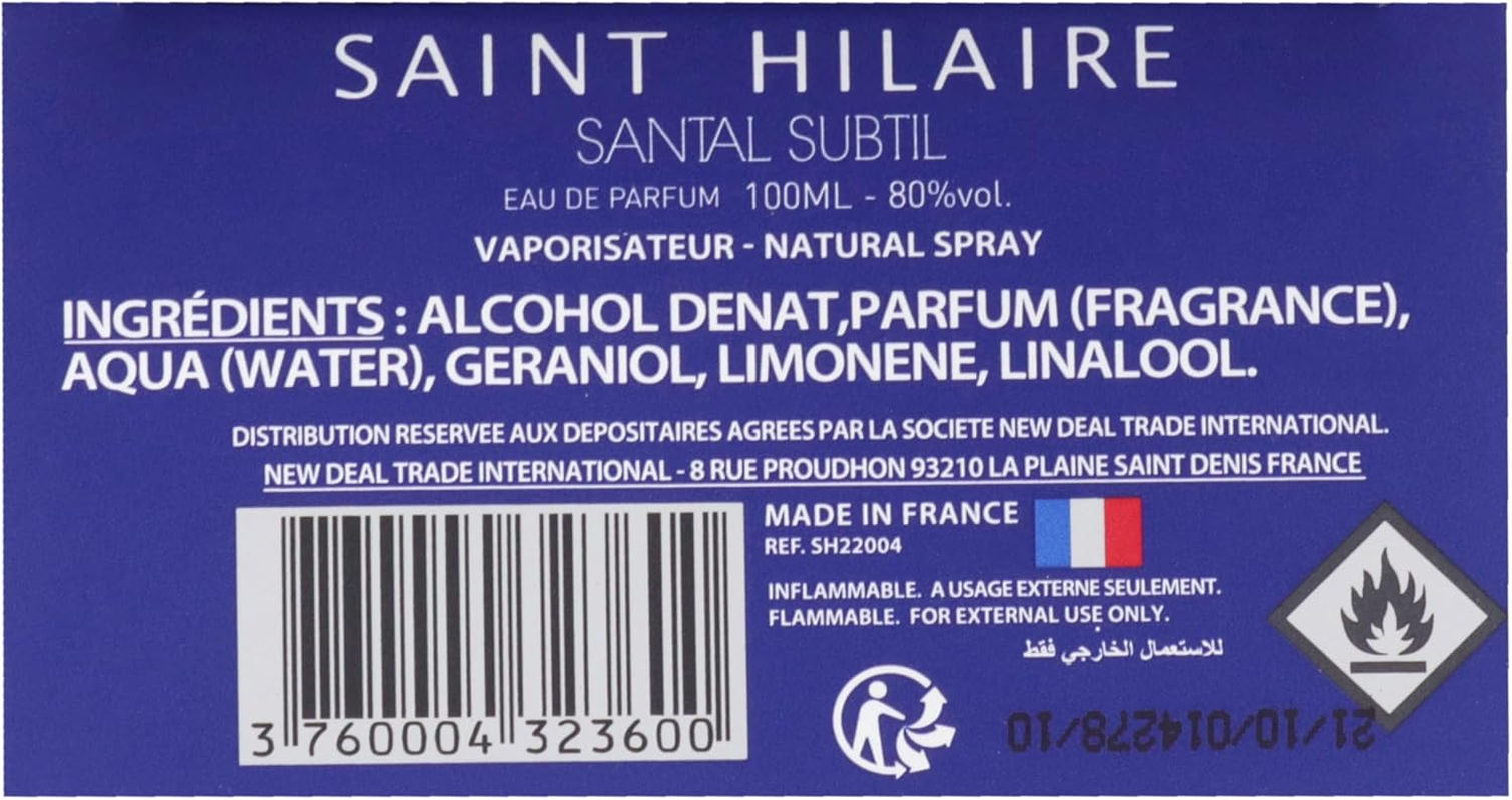Saint Hilaire Santal Subtil for Men 3.3 Oz EDP Spray image number 2