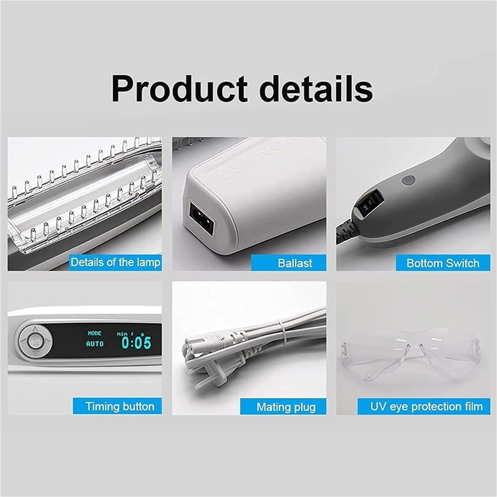 Ultraviolet Phototherapy Lamp,Uvb Light Therapy Home UV Phototherapy LCD Display Intelligent Controller Home Use Uvb Therapy Lamp for Skin,Body & Scalp,Include Goggle image number 5