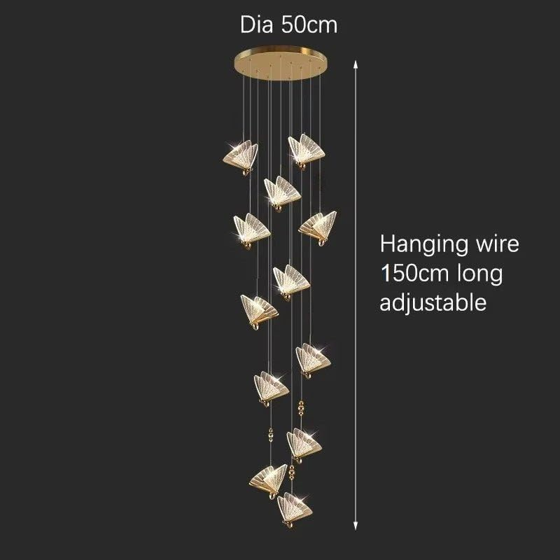 BAMDECOR LED Modern Bedroom Bedside Creative Butterfly Hanging Chandelier Light Fixtures for Stairs Nordic Decoration (12Heads) image number 6