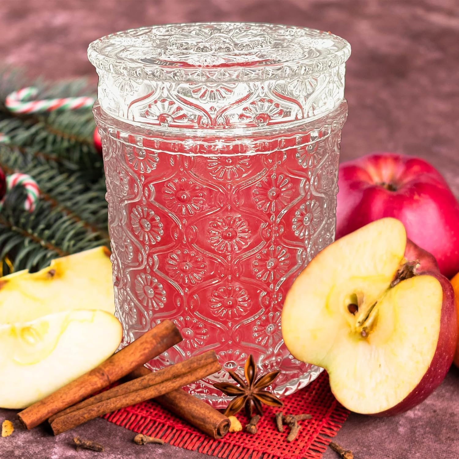 TTRWIN Apple Cinnamon Scented Candle, Natural Soy Wax and Plant Essential Oils, Red Candles, Long-Lasting Clean Burning, Aromatherapy Candles, Gift Surprise for Christmas, Birthday image number 5