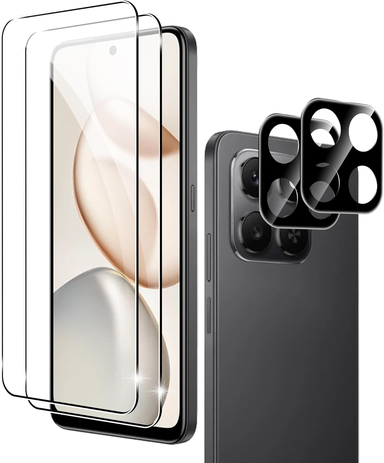 Fitudoos for OPPO A5X 4G/5G [Pack of 2] Tempered Glass Screen Protector + Camera Tempered Glass Film [1 Piece], [9H Hardness], [0.33 Mm] [Ultra Clear], [Anti-Scratch-Free and Oil], [No-Bubble]