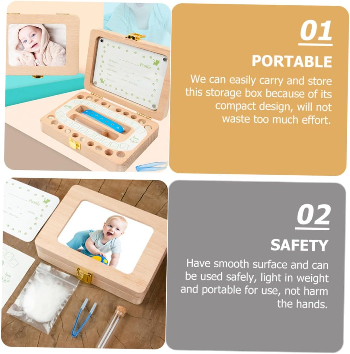 Wooden Teeth Box Keepsake Storage for Lost Teeth Dentist-Approved Portable Decorative for Boys and Girls image number 1