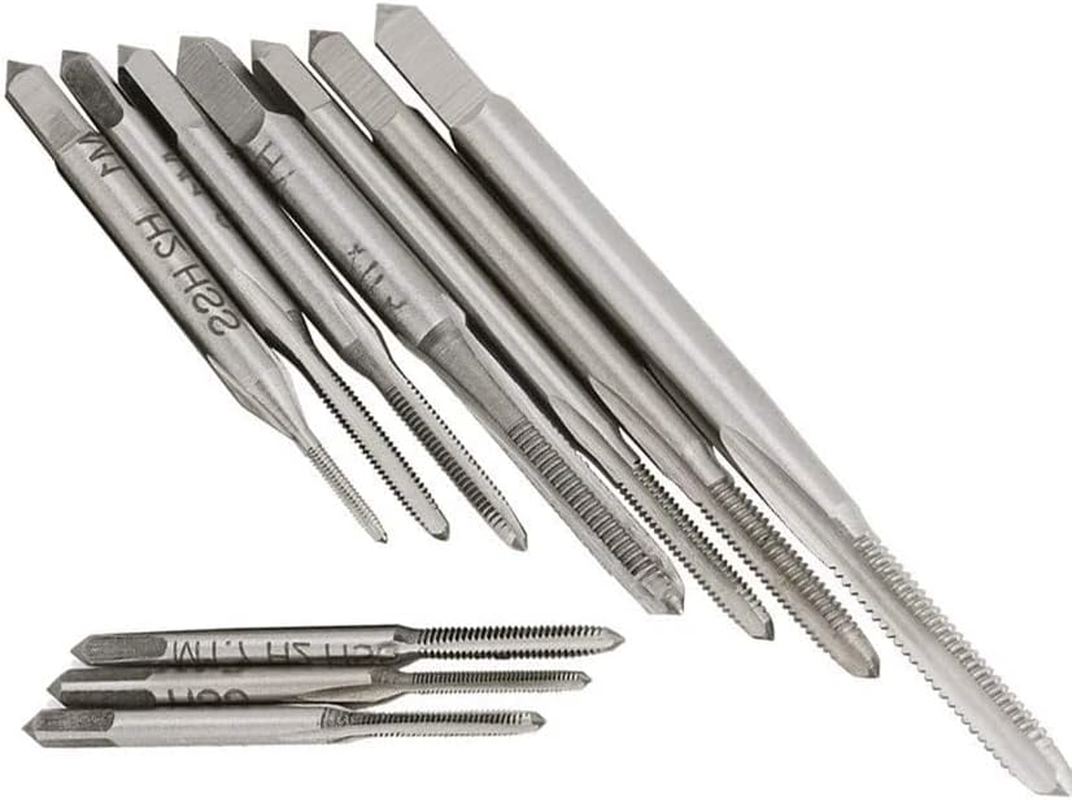 Saipe 10Pcs Micro Taps Bit Small Hand Screw Thread Taps M1-M3.5 HSS Mini Metric Plug Tap Screw Tap Drill Tap Drill Set Tapping Tool with Adjustable Tap Wrench 1/16-1/4'' image number 2