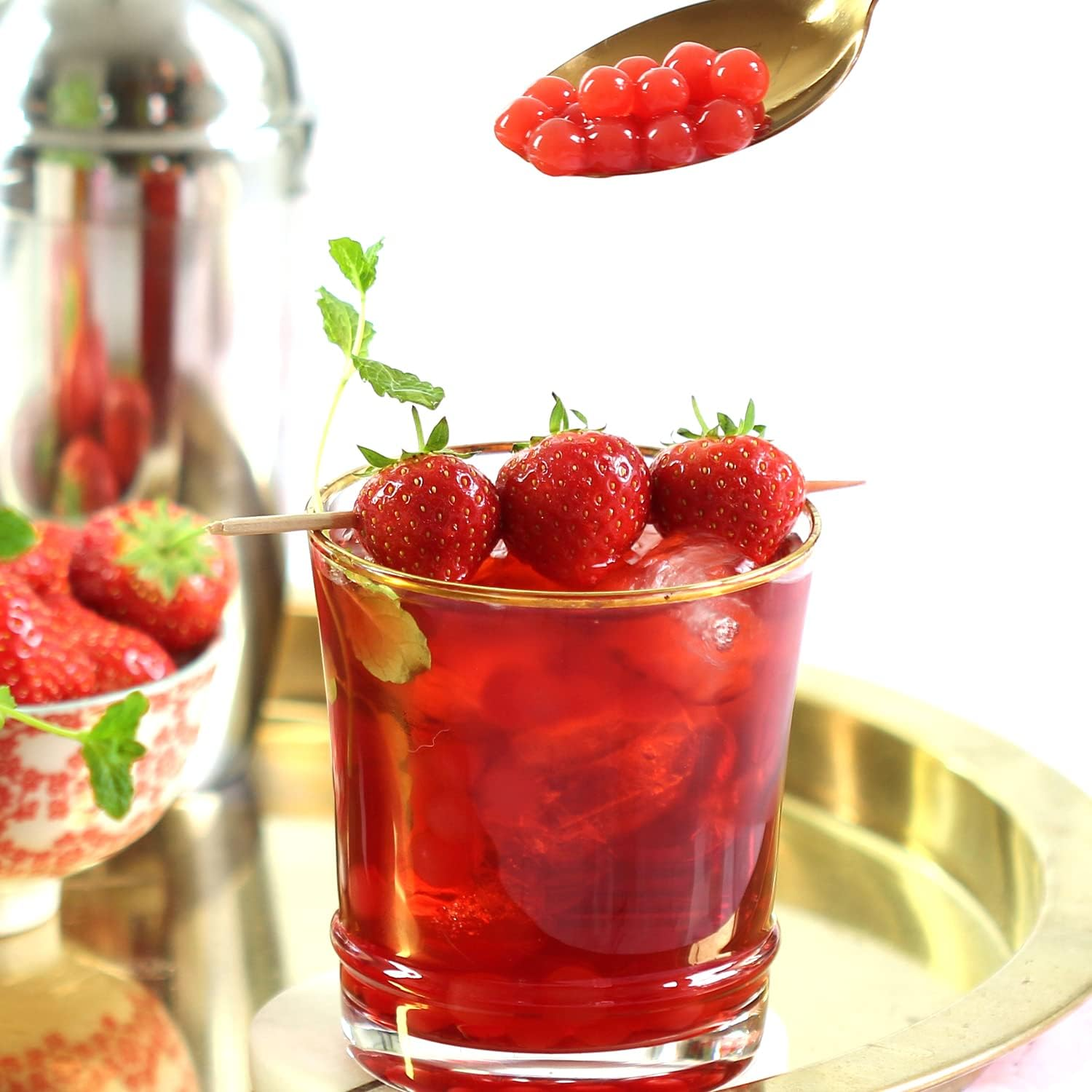 THE TEASHED Strawberry Bubble Tea Fruit Syrup 330Ml | 11 Servings | Use with Popping Boba Juice Pearls | by the TEASHED