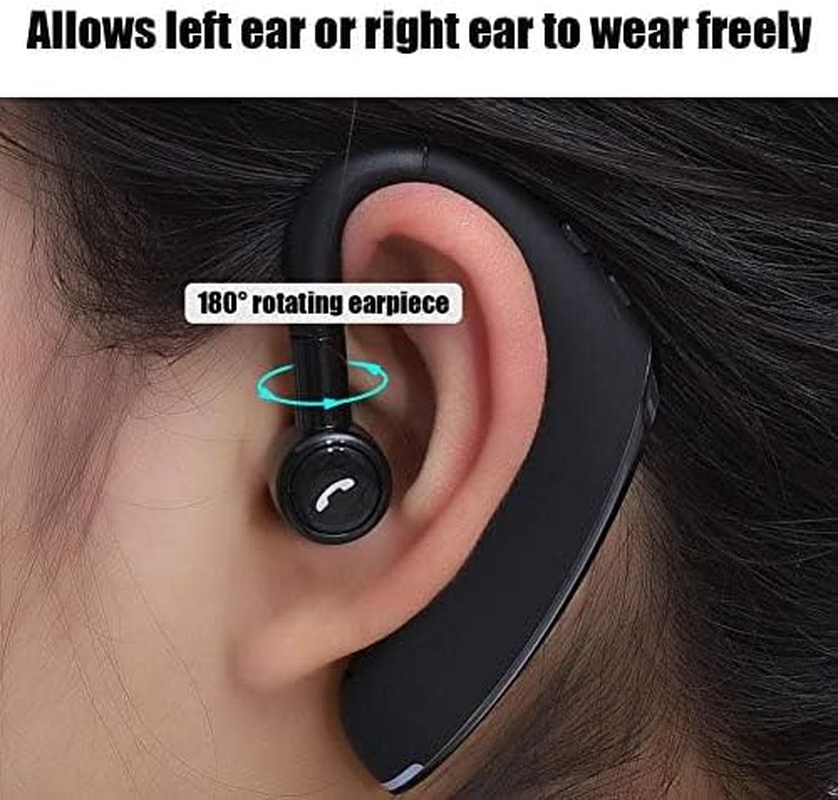 Bluetooth Headset, Wireless Bluetooth 5.0 Headset Basse Stereo Earpiece Hands-Free Calling Business Headphone with 170Ma Battery Rechargeable for Ios, Android. image number 4