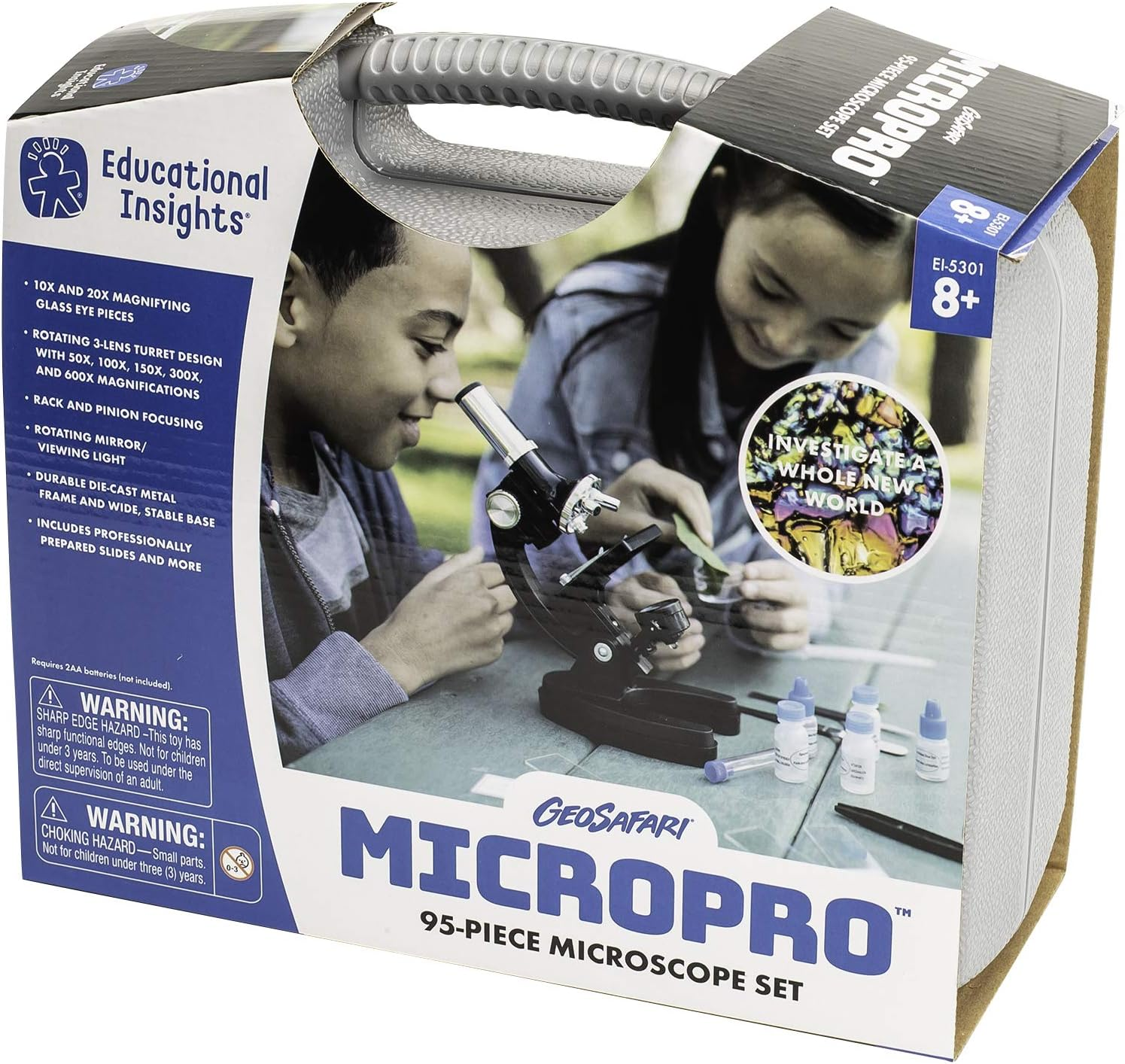 Educational Insights Geosafari Micropro 48-Piece Microscope Set, Prepared Slides, Instruction and Activity Guide, Ages 8 and Up, (48 Pieces), Multicolour (5301) image number 2