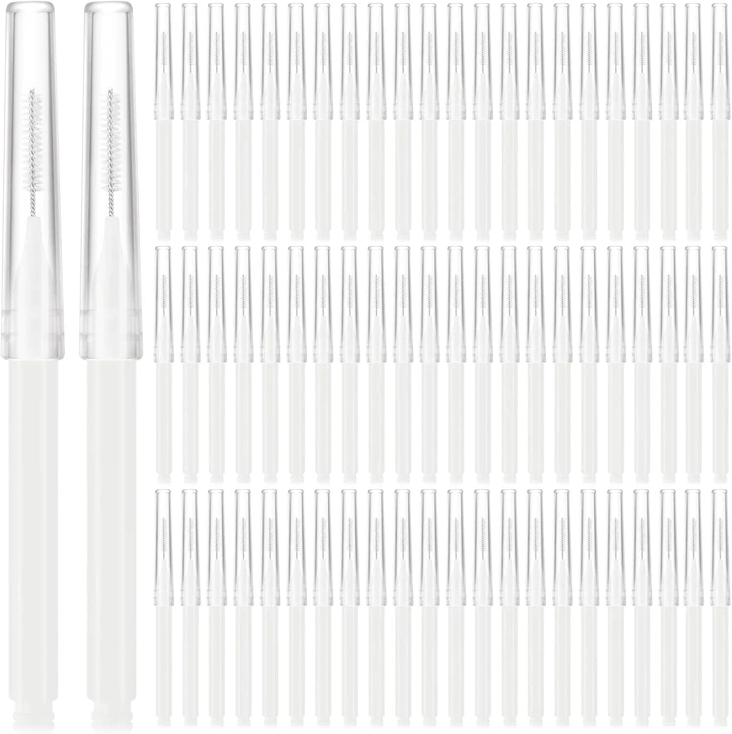 100 Pcs Micro Eyebrow & Eyelash Spoolie Brushes with Cap, Brow Lamination & Eyelash Extension Tools,Makeup Applicators & Comb Multifunctionaltool Kit for Professionals - Ruibex(White)