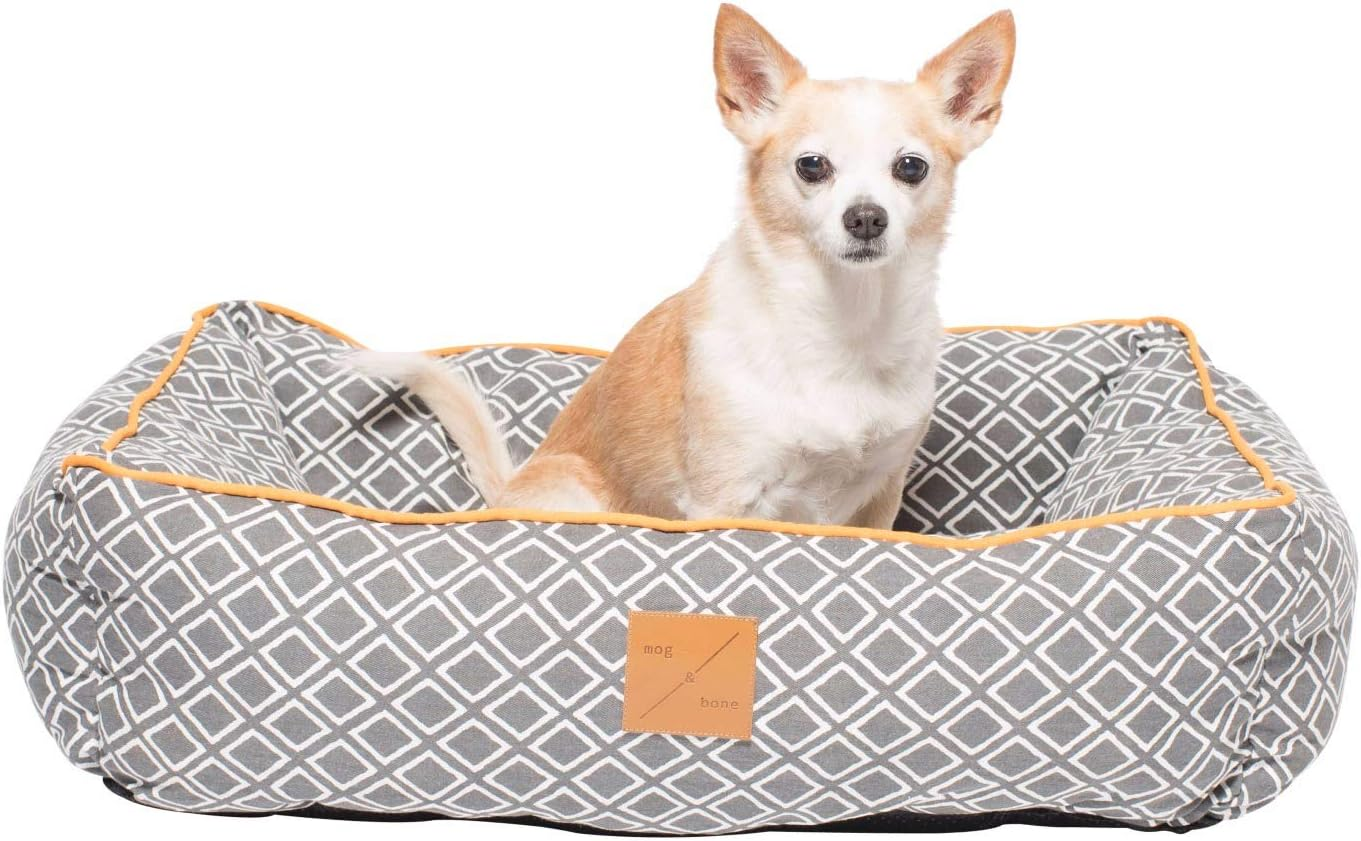 Mog and Bone Bolster Bed Grey Ikat Large image number 3