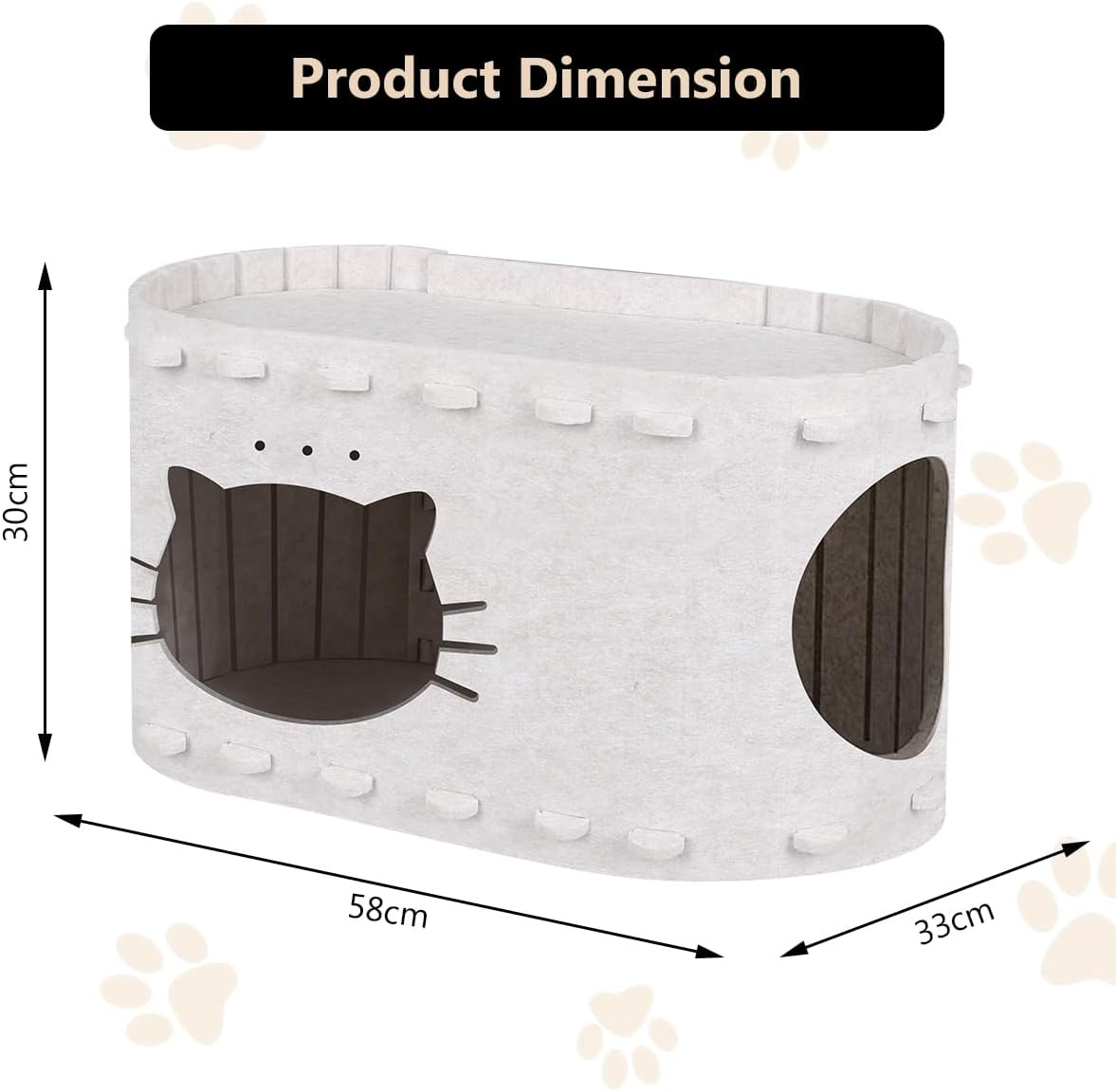 Foldable Cat House, Cat Bed for Indoor Cats, Soft Cat Cave Bed with Cat Scratching Board, Covered Cat Hideaway with Cat Pattern, Stable Cat Cave for Cat and Little Dog image number 2