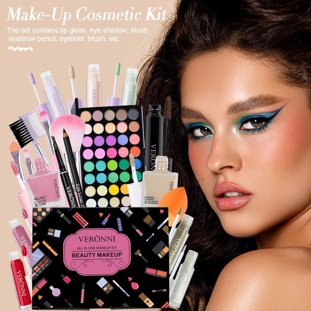 Makeup Kit for Women Full Kit All in One Makeup Kit with Eyeshadow Eyeliner Eyebrow Lip Gloss Face Makeup & Brushes Full Starter Cosmetics Set for Girls & Teens (Set A) image number 6