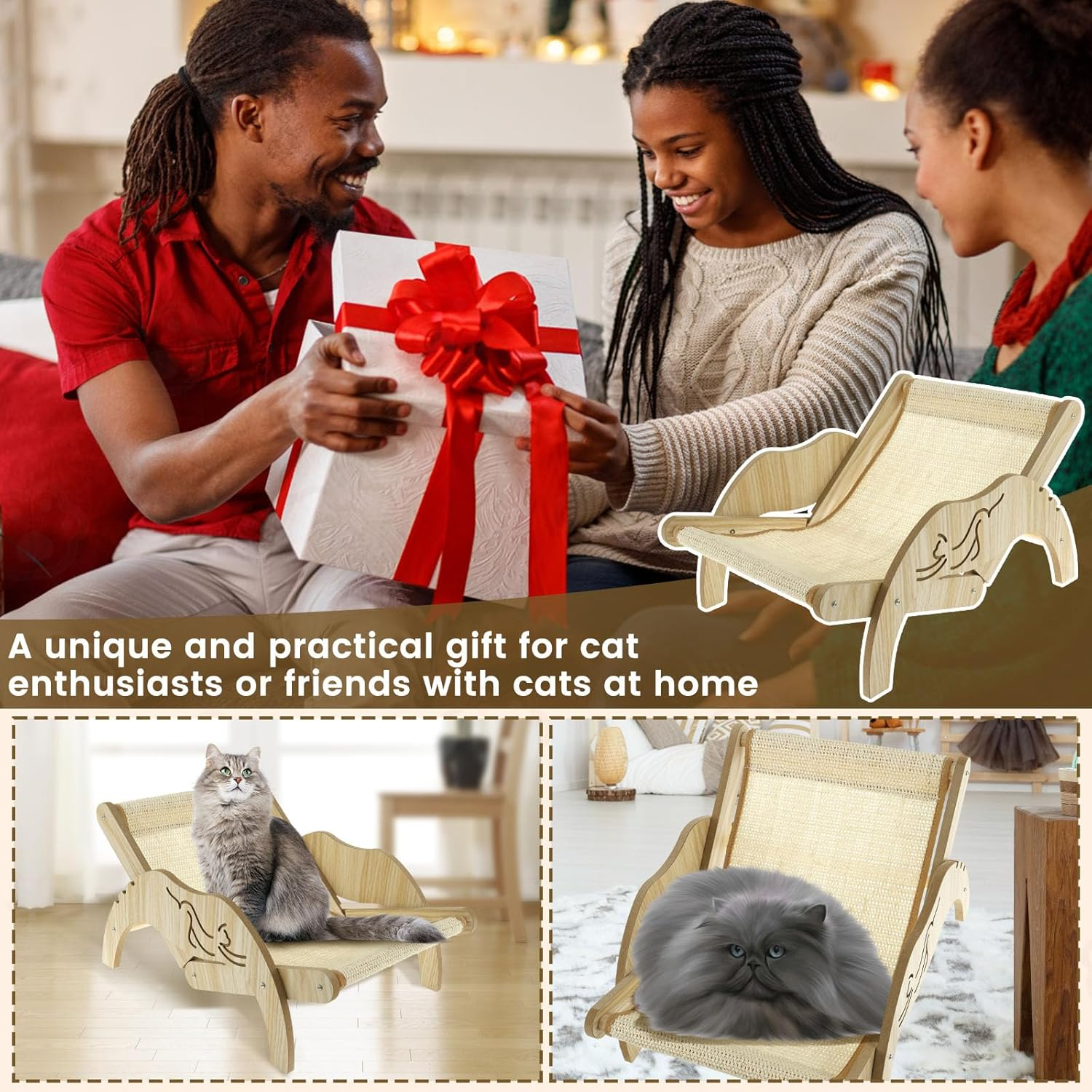 Cat Bed,Pet Hammock Bed,Cat Bed Hammock,Cat Hammock Chair,Cat Scratcher Lounger Bed,Cat Chair Bed,Cat Sisal Lounge Chair,Cat Scratching Chair,Cat Lounge Chair for Cats Beach Home Indoors Outdoors image number 3