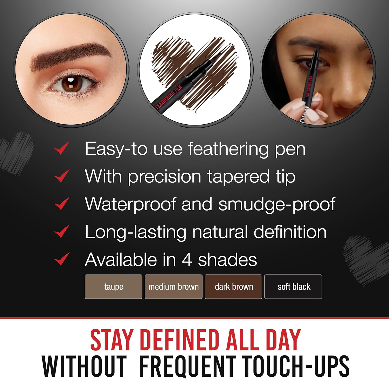 Ardell Stroke a Brow Feathering Pen, Dark Brown, 1.2 Grams image number 2