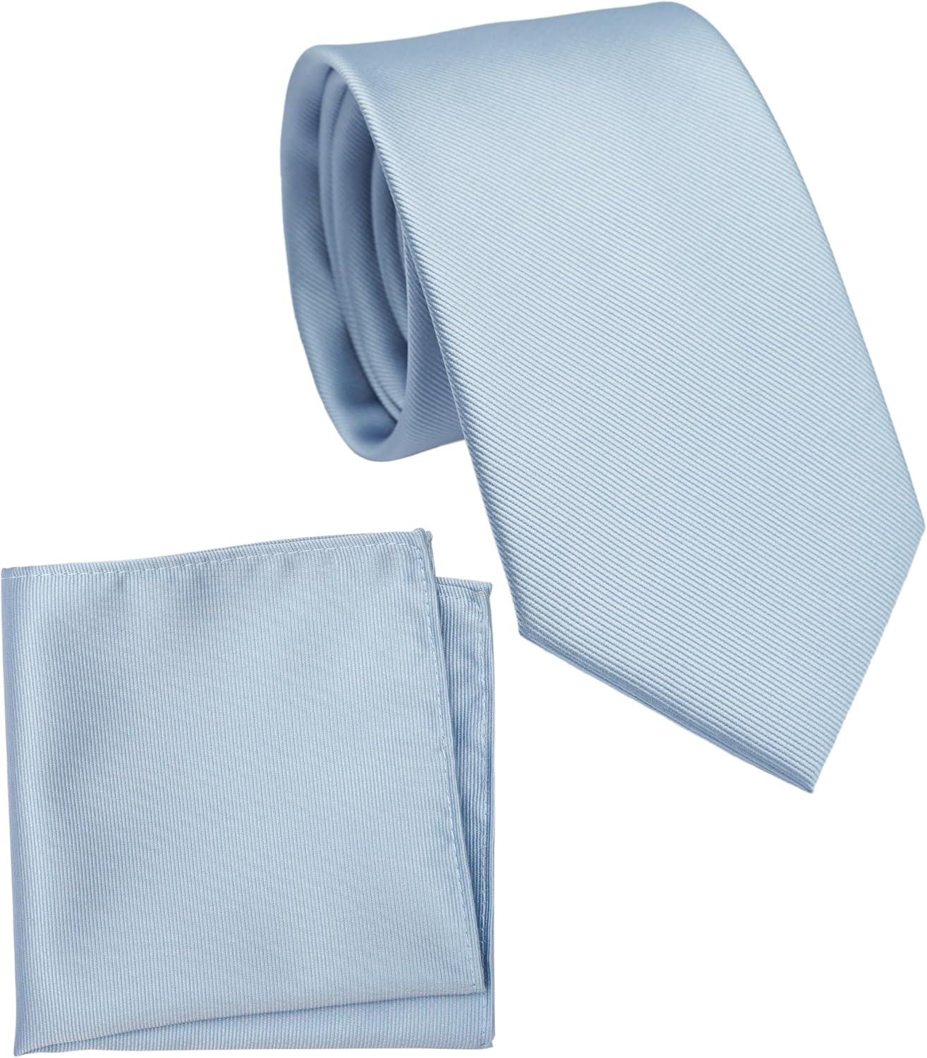 Regular Tie and Pocket Square for Men, Solid Color Necktie Set, 3.2 Inch Standard Width